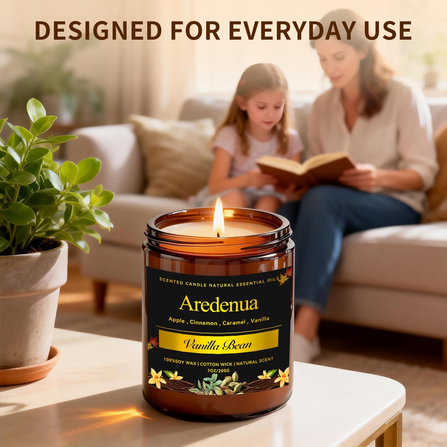 Vanilla Bean Odor Eliminating Candles | Scented Soy Candle for Home, Air Freshening & Cozy Scent, Relaxing Home Candle Gift for Women & Men
