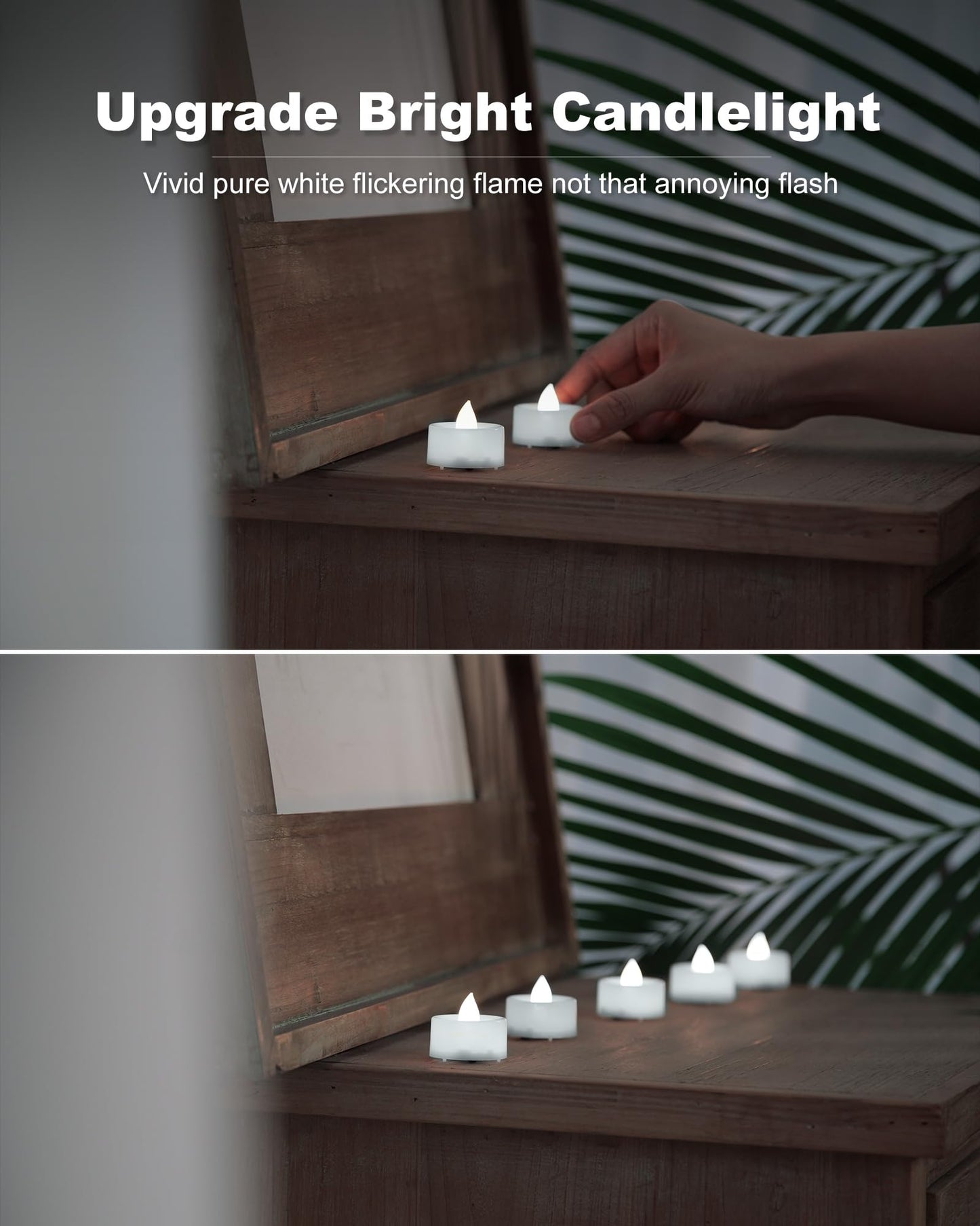 BEICHI 12-Pack Timer Tea Lights Candles Battery Operated, LED Tea Light with Timer, Built-in 6 Hours Flameless Votive Candle, Flickering Votive Tealights- Pure White Light