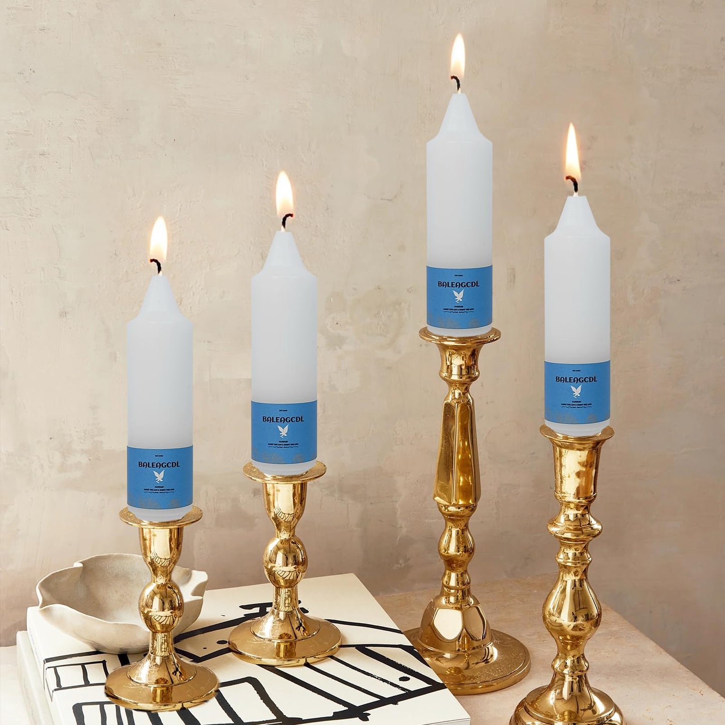 Smokeless Candlesticks Short Taper Candle,Unscented 5 Inches White Candle Sticks Dripless Tapered Candles for Weddings Festive Women Gifts(Set of 4-White)