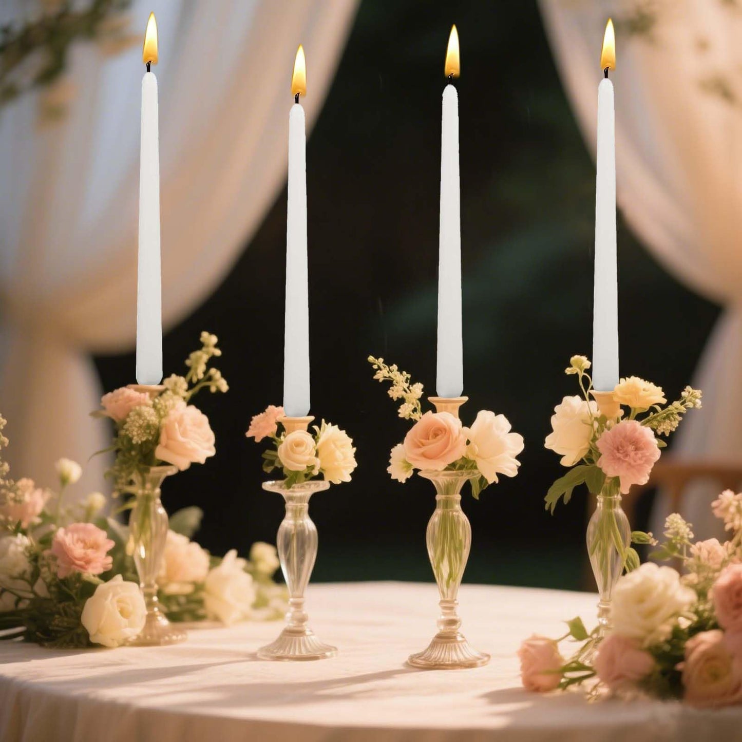 10 inch White Taper Candles-Set of 4 Tapered Candle, Tall Candlesticks,Home Dinner Candle, Party, Wedding, Halloween, Christmas Candles (9.9 inch, White)