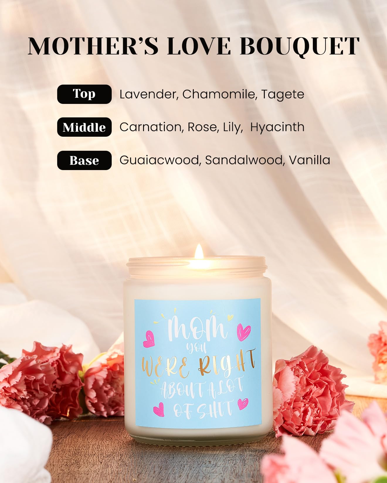 M&SENSE Mom You were Right Scented Candle, Thanksgiving Day Gift for Mother from Daughter Son, Presents for Christmas, Gag Gitfs for Step Mother