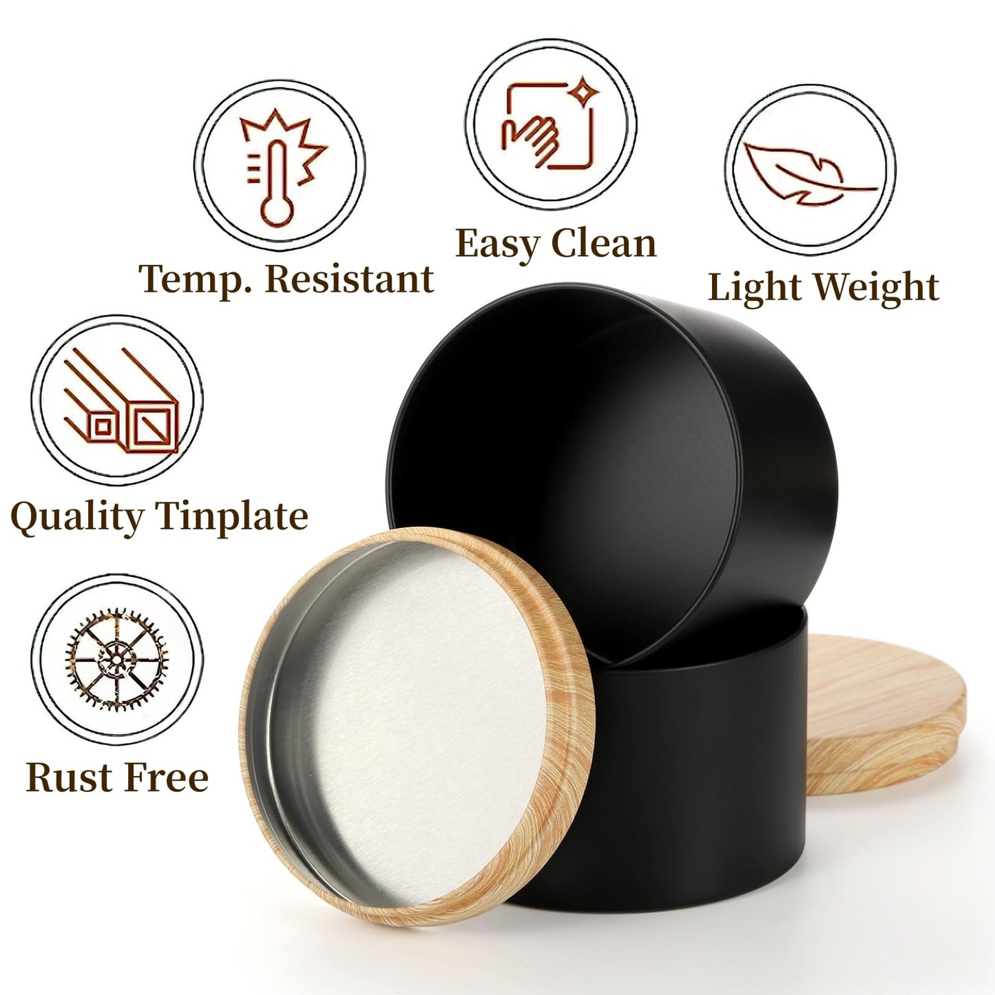 Pumtus 24 Pack 8 OZ Candle Tins, Matte Black Candle Container with Lids, Round Metal Jars for Making Candles, Bulk Empty Candle Vessel, Wax Mold Supplies, Gift Packaging Can for DIY, Storage, Gift