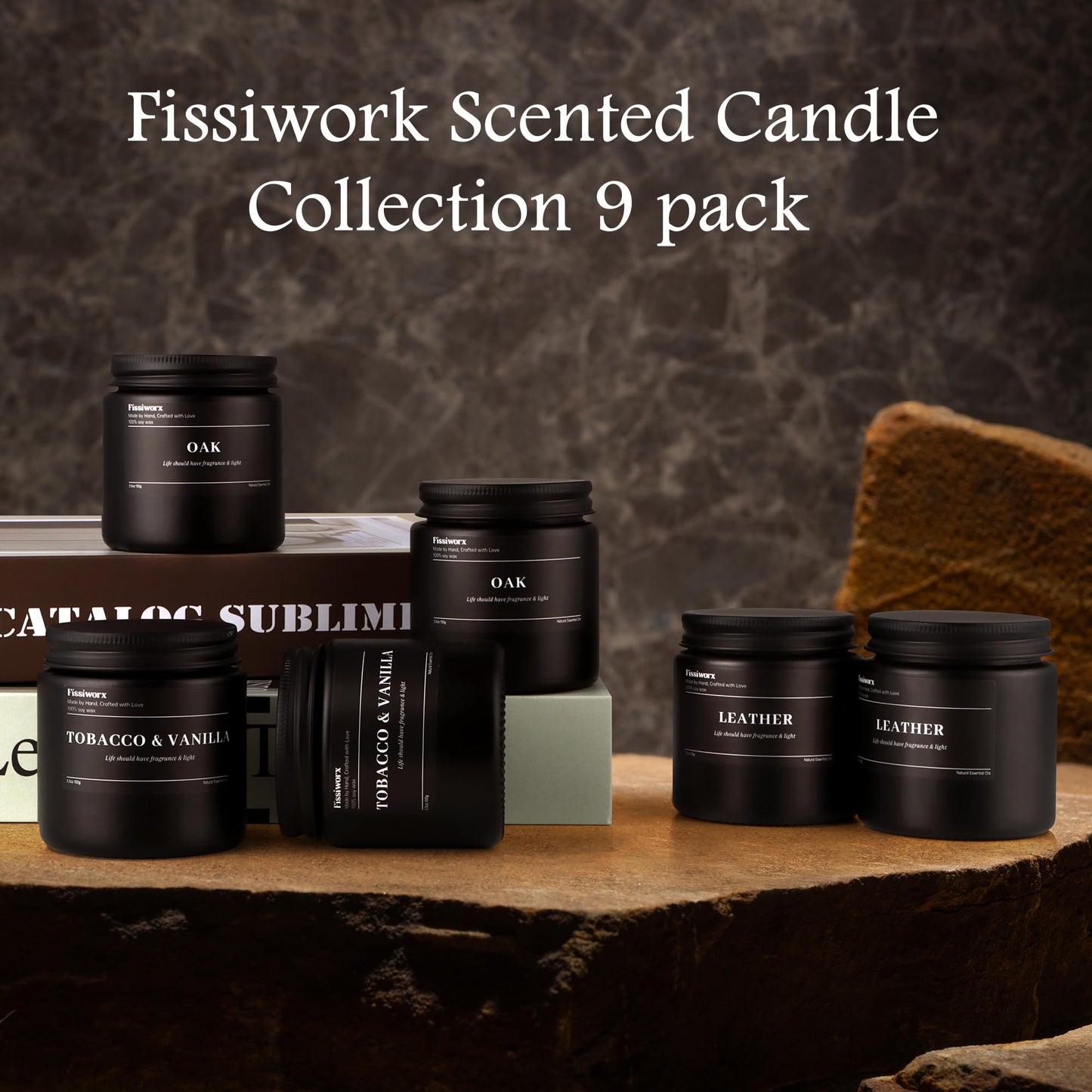 9 Pack Scented Candles Set Gifts for Men, Aromatherapy Candle Set with Scents （Lavender/Lemongrass &Eucalyptus/Bergamot）- Gift for Dad, Boyfriend, Birthday, Father’s Day, Anniversary