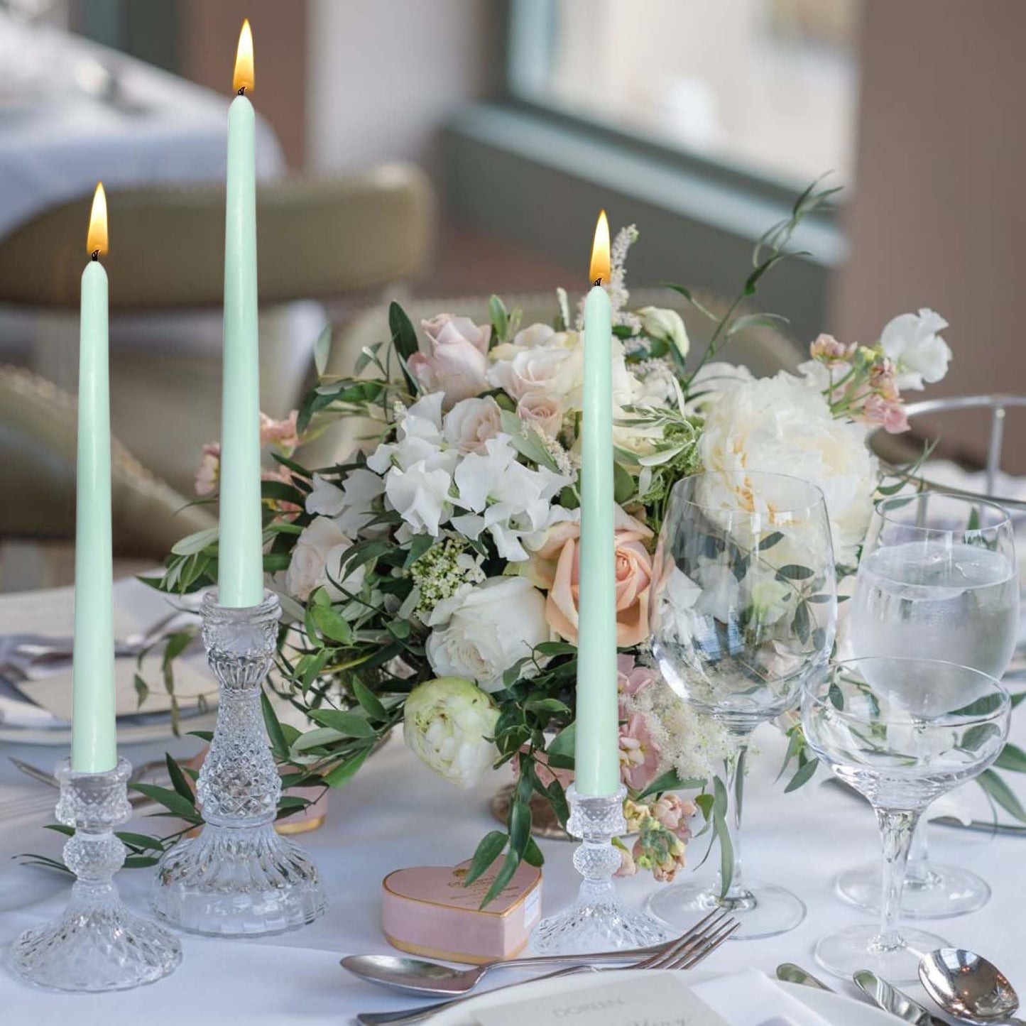 10 inch Light Green Taper Candles-Set of 4 Tapered Candle, Tall Candlesticks,Grass Green Stick Candles,Smokeless,Home Dinner, Party, Wedding, Halloween, Christmas (Green, 10inch)
