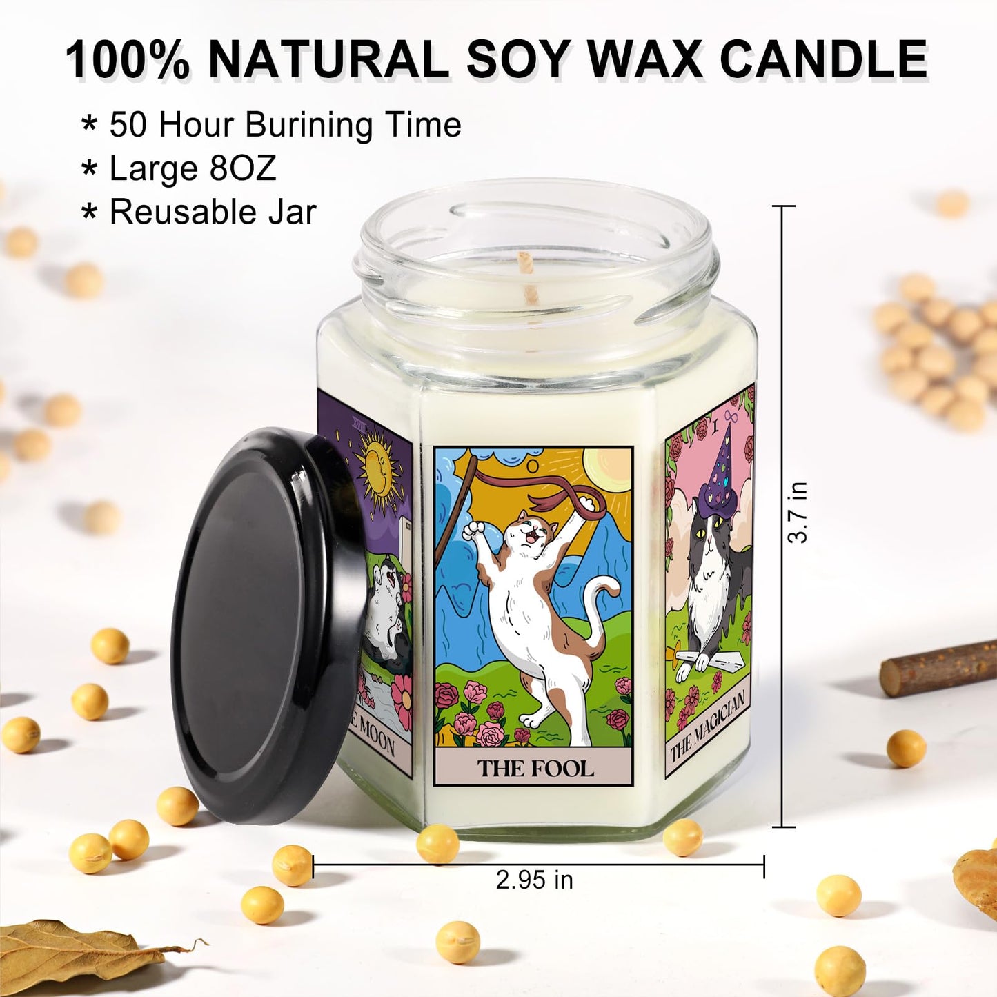 AWDK Gifts for Women-Best Friend Birthday Gift for Female-Astrology Gift for Friends-Witchy Gifts for Sister-Funny Candles for Her,Sister,Mom,BFF-Tarot Cat Lavender Candles-8oz Candle Jars