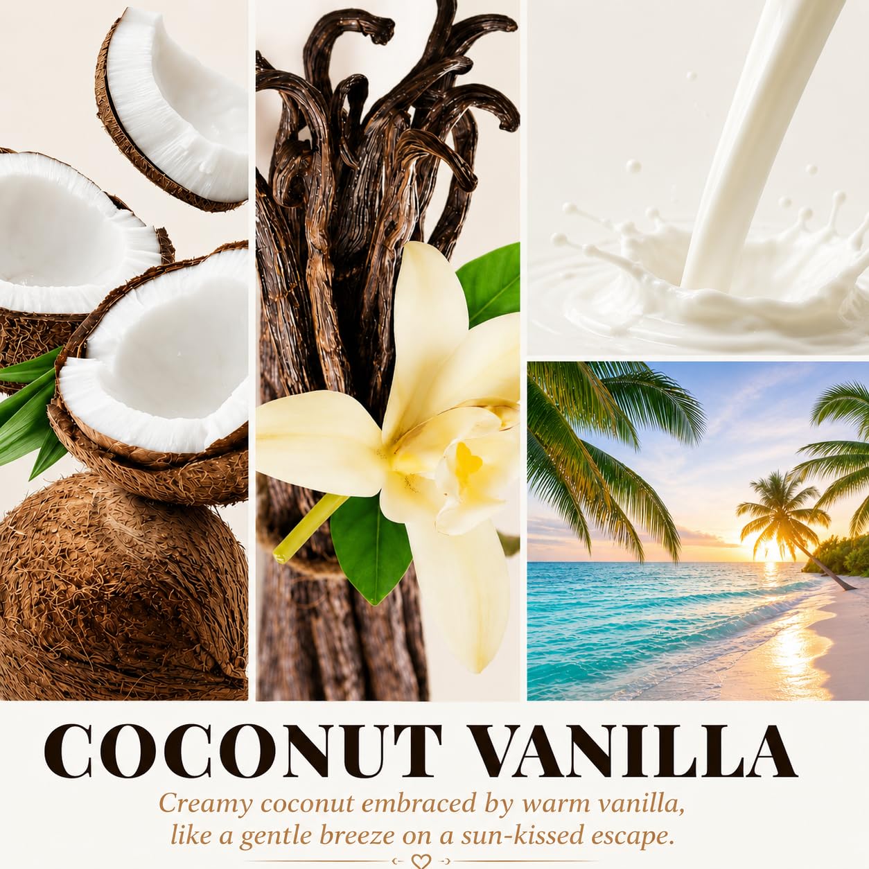 Coconut Vanilla Candle, 9 oz Soy Coconut Wax Scented Candle for Home, Vanilla Coconut Aromatherapy Candle, Clean Burning Jar Candle for Bedroom Bathroom Spa, Candle Gifts for Women Men