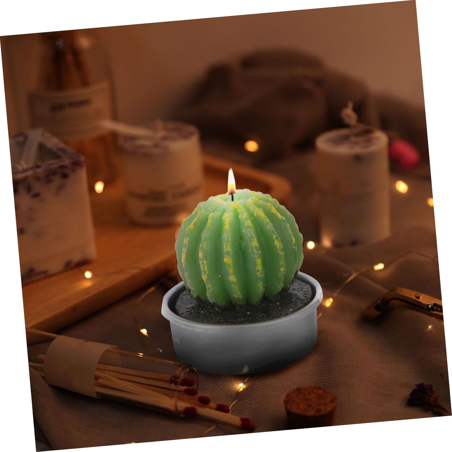 MAGICLULU 6Pcs Smokeless Succulent Cactus Candles for Decor for Birthdays Weddings and Parties Long Burning Creative Cactus Party Decorations