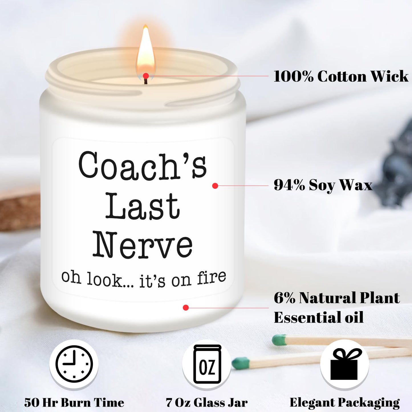 Homsolver Coach Gifts for Women & Men, Thank You, Appreciation, Christmas, Birthday Gift for Baseball Softball Volleyball Hockey Coaches,Coach's Last Nerve Scented Candle