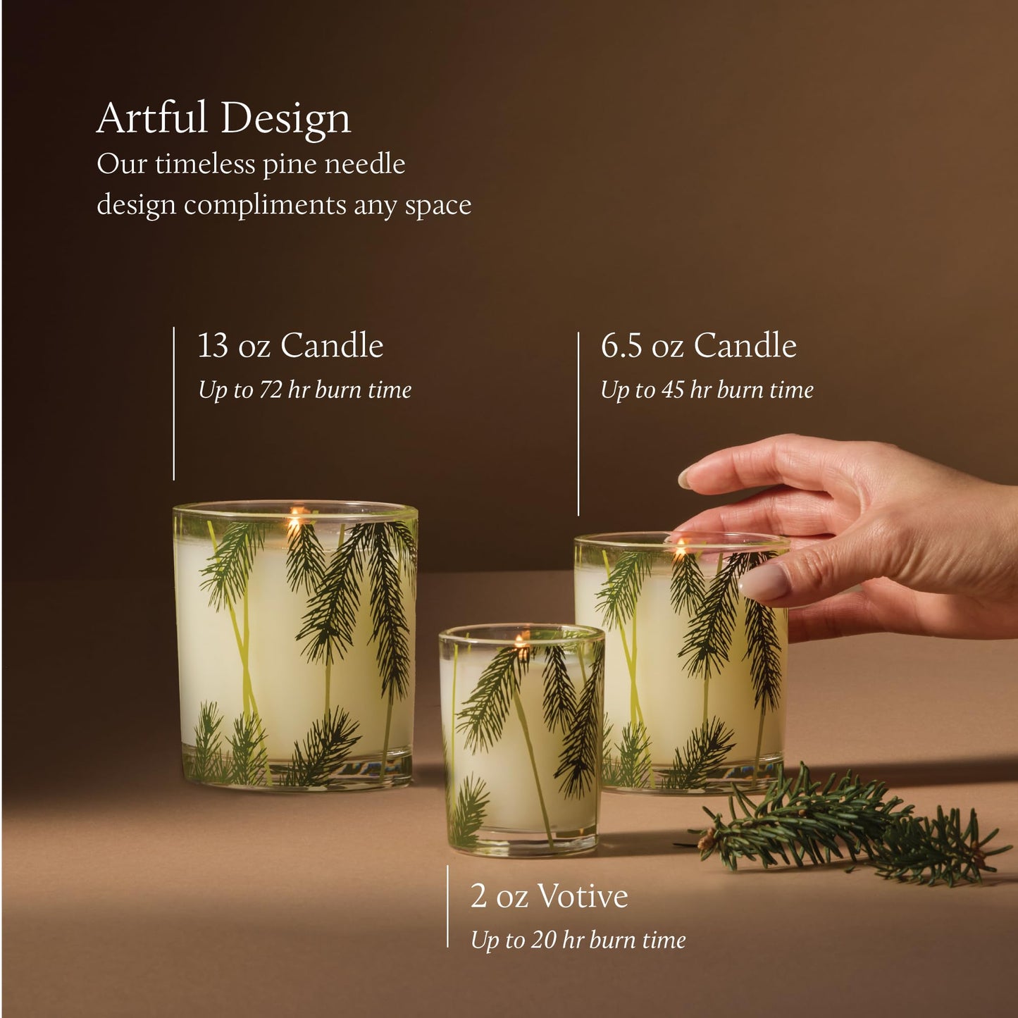 Thymes Frasier Fir Pine Needle Candle – Holiday Candles for Home Scented with Notes of Crisp Siberian Fir, Cedarwood & Sandalwood – Christmas Decor (2 oz)