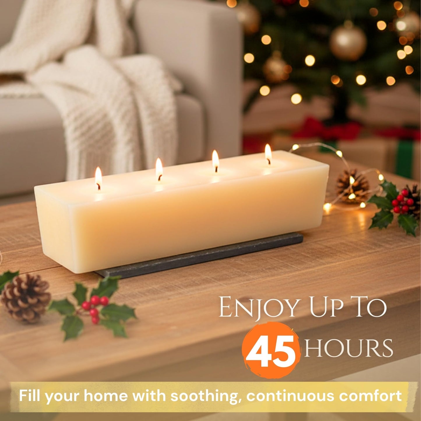 12" Vance Kitira Coconut Ice Layered Brick Candle