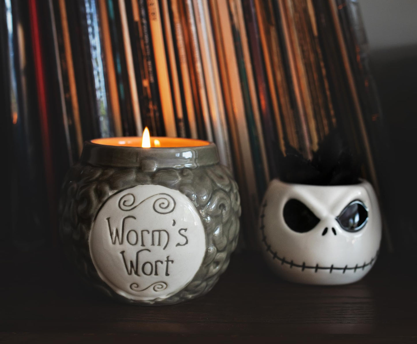 Disney The Nightmare Before Christmas Sally Worm's Wort Jar Ceramic Candle | Citrus Fragrance with 30-Hour Burn Time