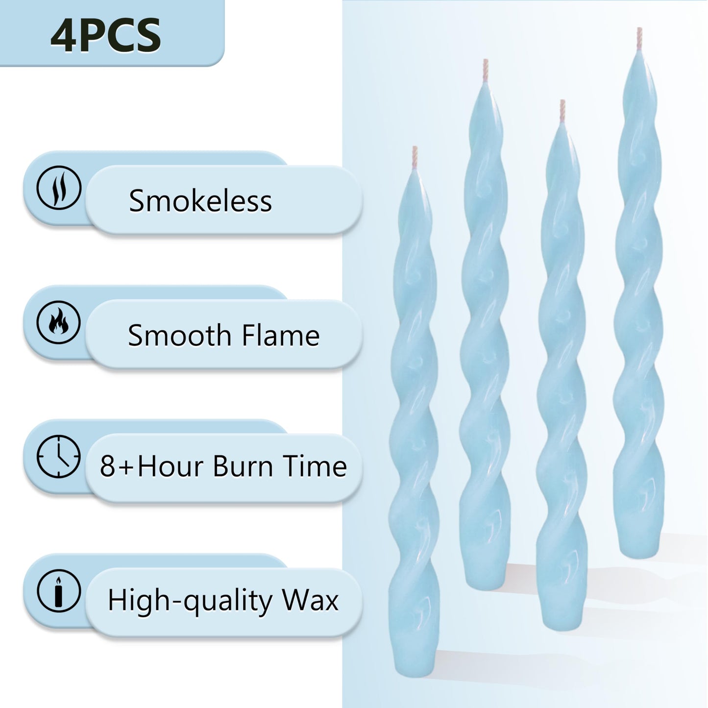 Blue Candlesticks Spiral Taper Candle Twisted Candle Sticks Long Tapered Candles Unscented Candle for Home Decoration Holiday Wedding Party