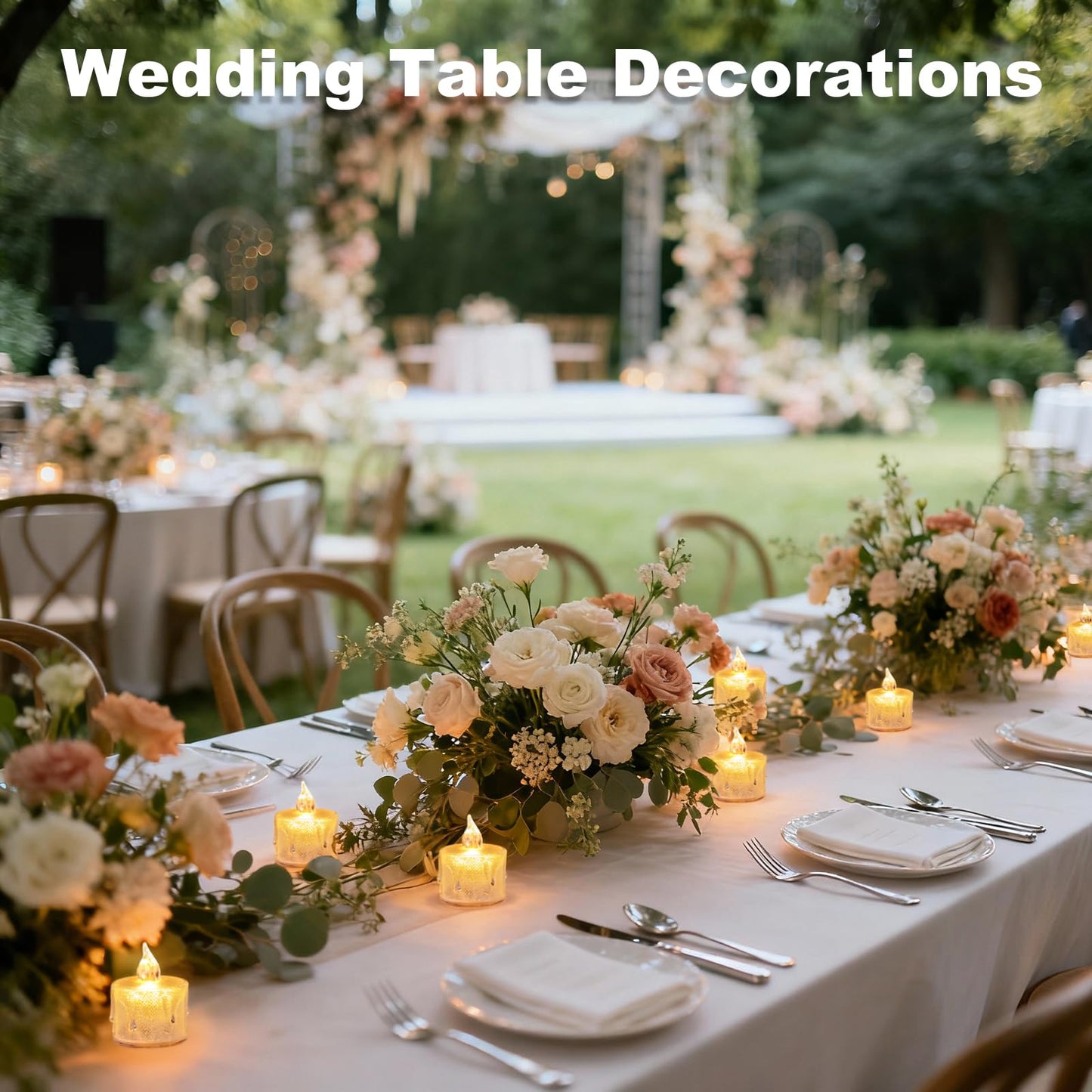 gobutend LED Flameless Candles, 24Pcs Crystal LED Tea Lights Battery Operated for Christmas Romantic Night Wedding Anniversary Table Party Decoration