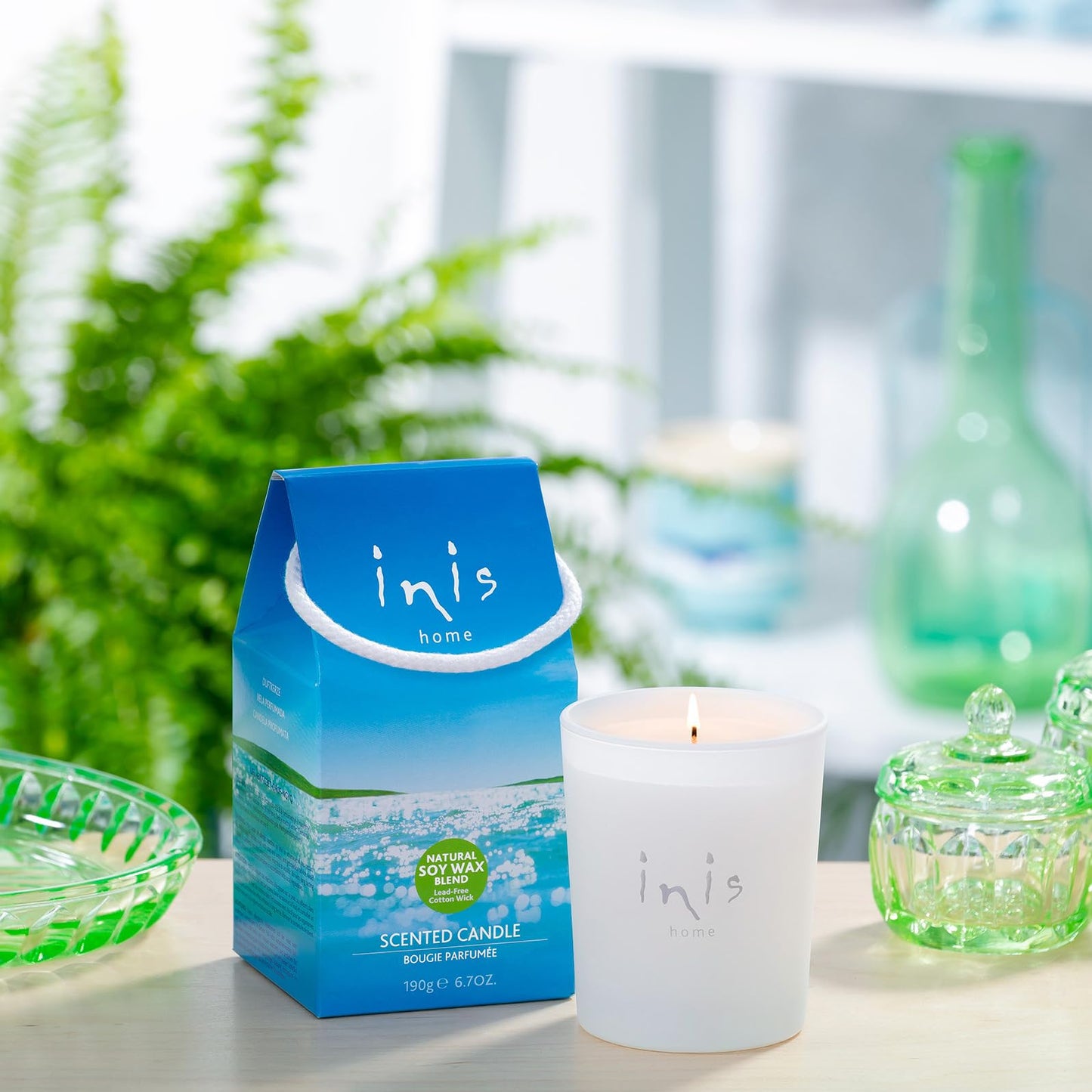 Inis the Energy of the Sea - Scented Candle, Ocean Fresh Soy Wax Blend Candle in Frosted Glass Jar, Clean Coastal Home Fragrance for Bedroom, Living Room and Bathroom