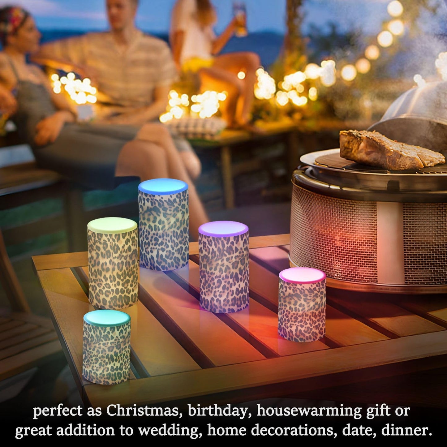 Qilmy Beautiful Leopard Print Flameless Candles 2PCS,Battery Operated LED Pillar Candles with Remote Control, Romantic Radiance Candles