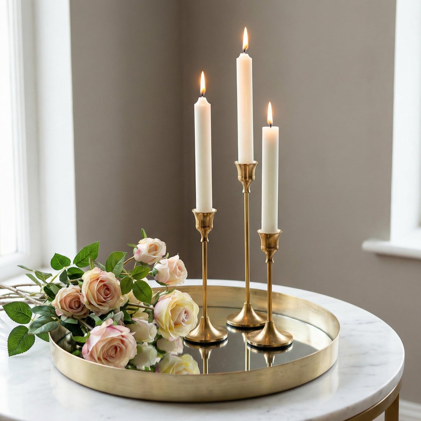 Gold Candle Holders for Taper Candles, 12 Pcs Metal Candlestick Holders, Heavy Base Rustproof Candelabra for Wedding Centerpieces Dining Table Fireplace Christmas Home Decor (Gold)