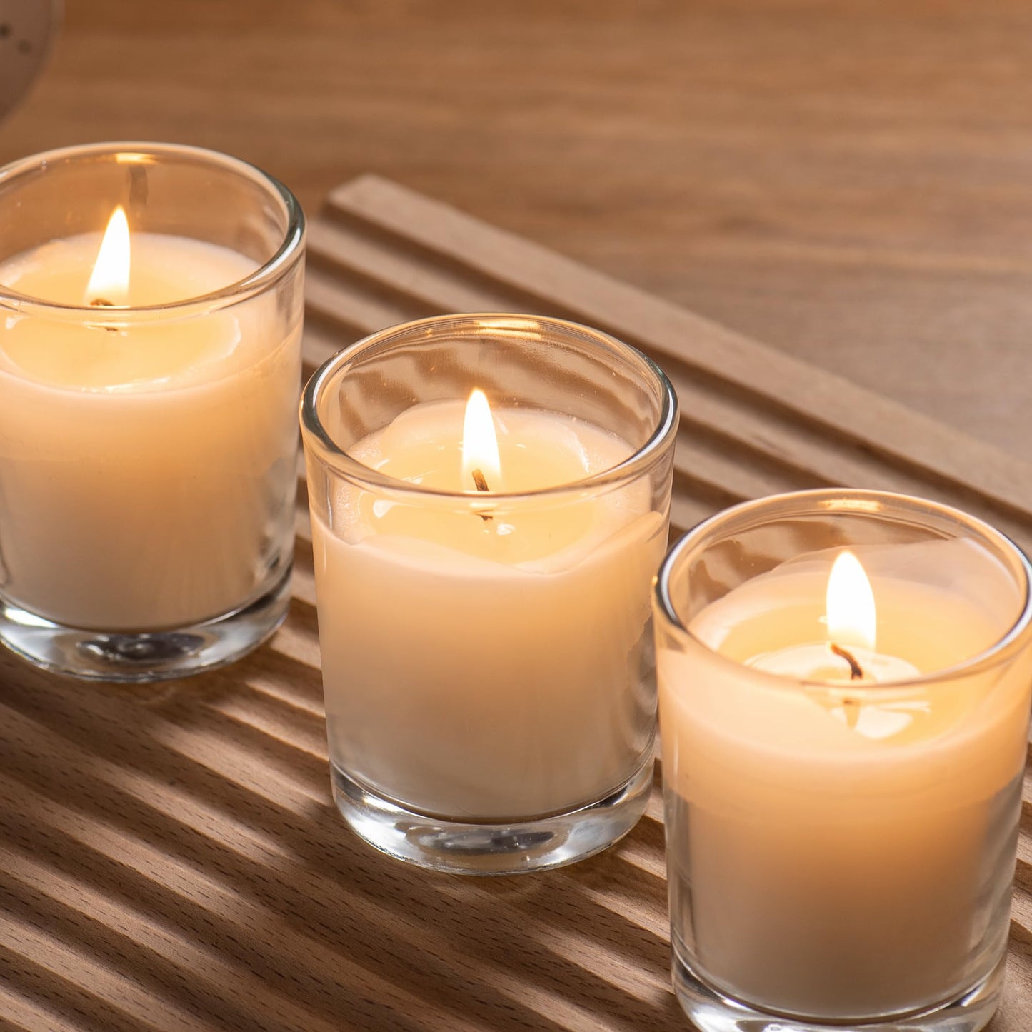 Housecret 36 Pack Warm White Unscented Clear Glass Filled Votive Candles. Hand Poured Wax Candle Ideal Gifts for Aromatherapy Spa Weddings Birthdays Holidays Party