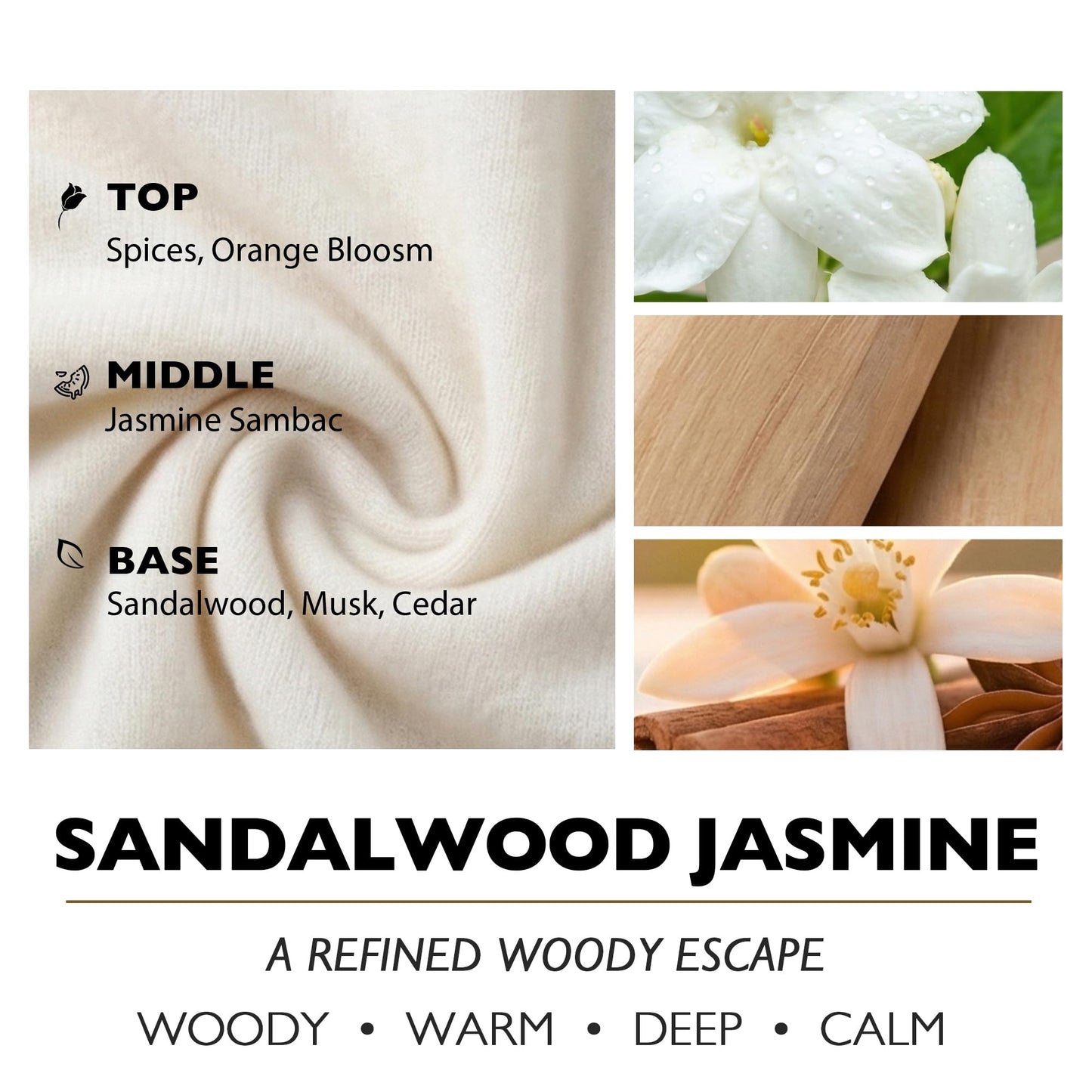 HomeLights Soy Wax Candles for Home Scented, 3-Wick Candles in Sandalwood Jasmine Scented, Industrial Chic Aromatherapy Candles Gift for Parties, Relaxing, 34oz