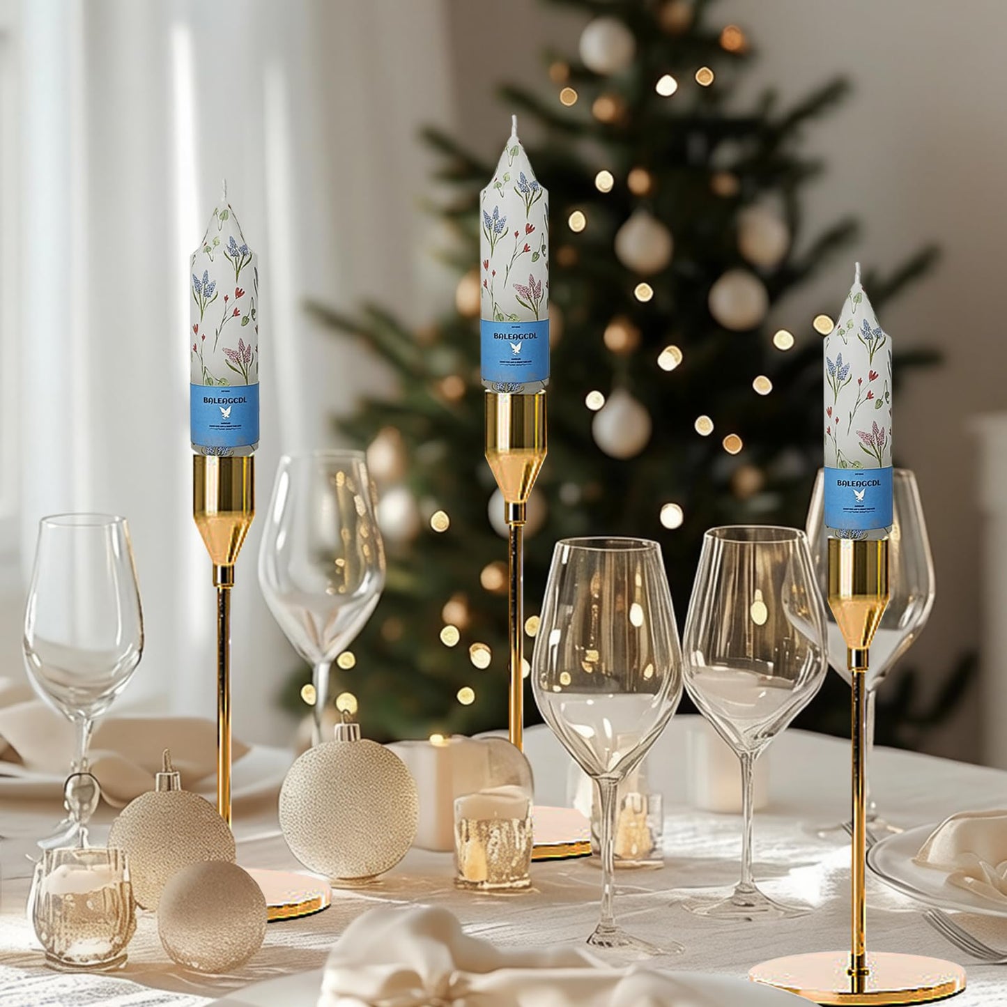 Unscented Hyacinth Short Taper Candles,5 Inches Dripless Thick Candlesticks 4 Packs of Smokeless Long-Lasting Burning Candle for Home Decor Weddings & Holiday