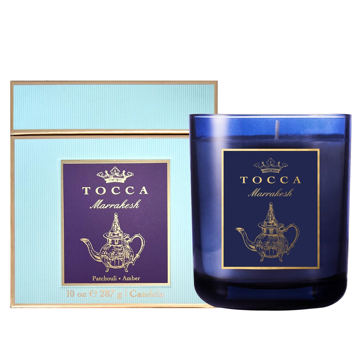 TOCCA Marrakesh 10oz Candle - Patchouli & Amber Scented, Hand Poured Soy-Wax Blend with 100% Cotton Wick, 60 Hour Burn Time
