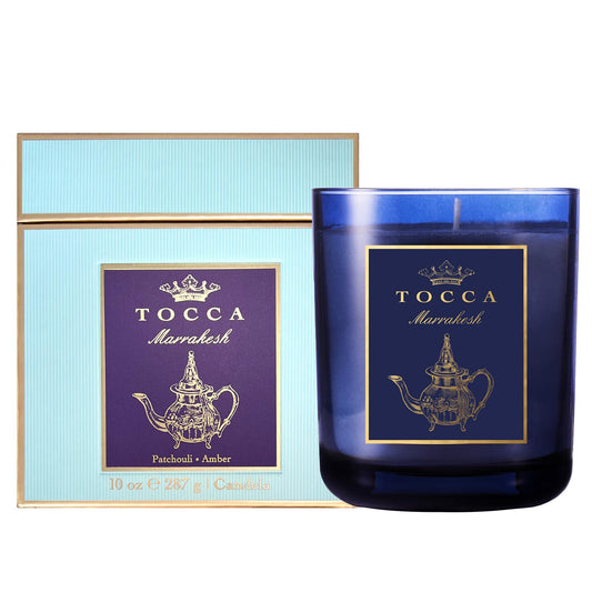 TOCCA Marrakesh 10oz Candle - Patchouli & Amber Scented, Hand Poured Soy-Wax Blend with 100% Cotton Wick, 60 Hour Burn Time