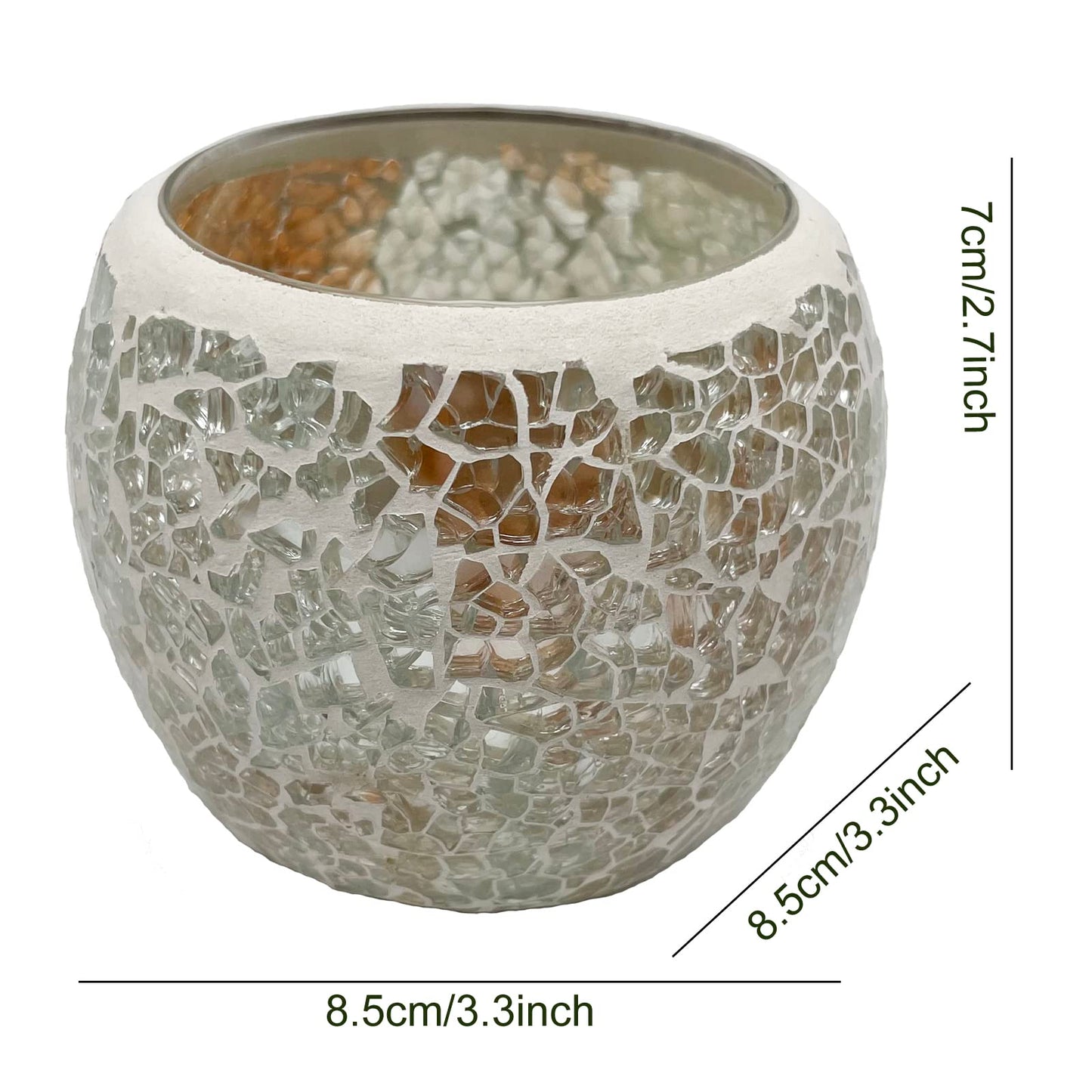FlyEgg Romantic Mosaic Cracked Candle Holder,Candle Lamp Aromatherapy Candlescape Bowl for Valentine's Christmas Table Centerpiece,Party Decoration (Yellow)