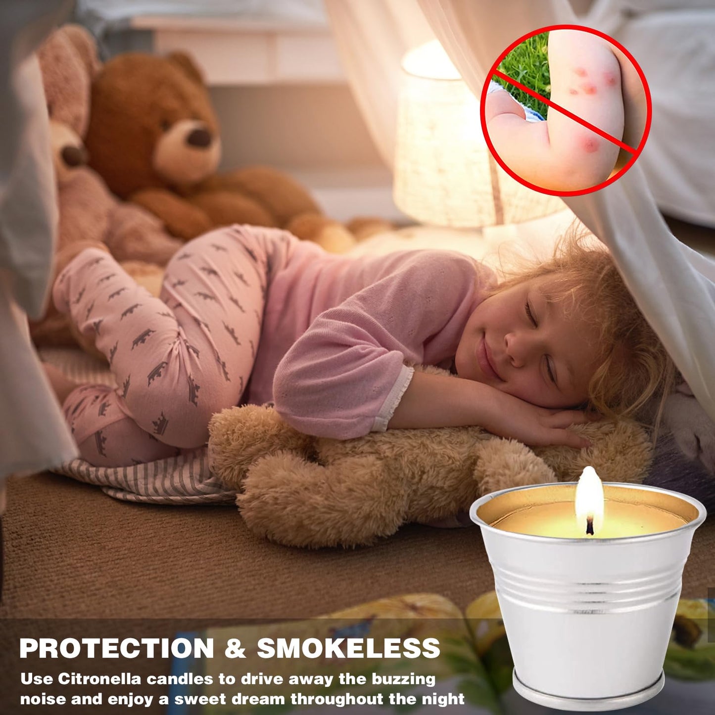 Citronella Candles Outdoor, 12 Pack Citronella Candle Set Made with Citronella Oils and Natural Soy Wax, 120 Hour Burn Time, 2 oz Small Bucket Candles for Patio, Home, Backyard