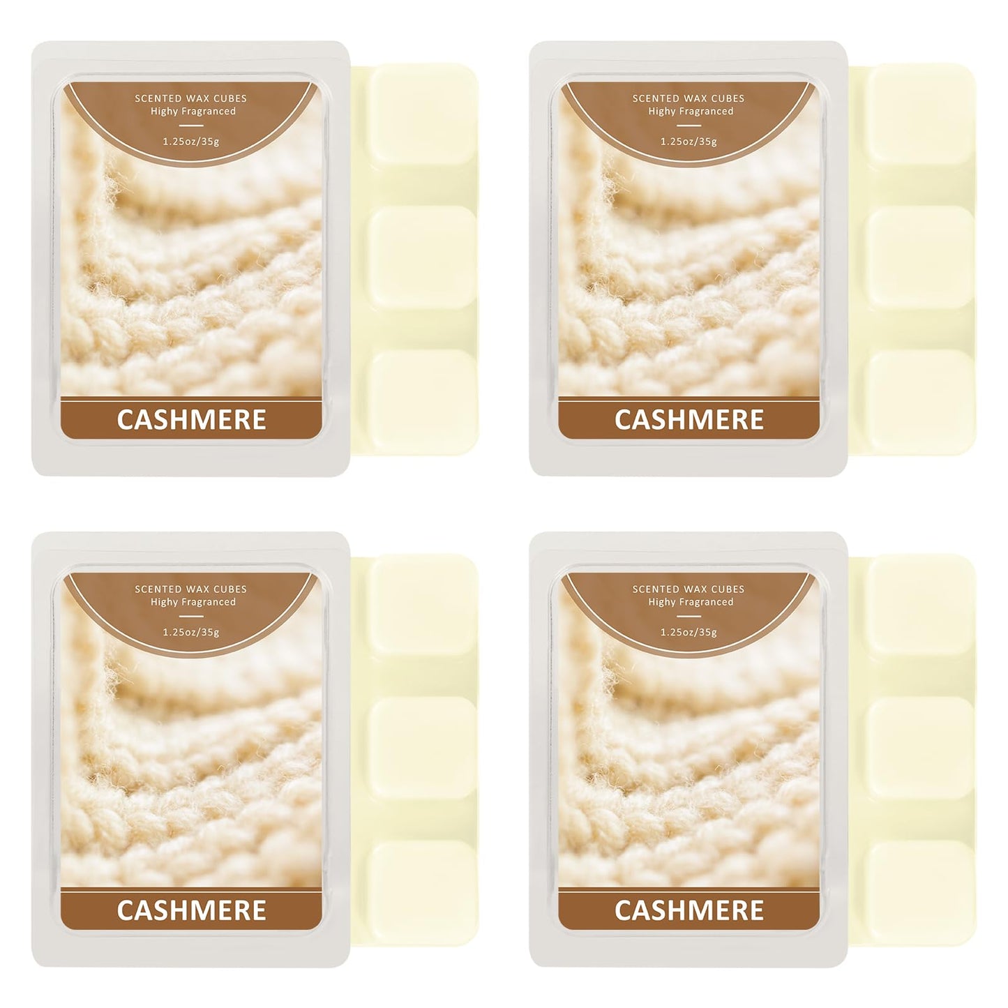 SCENTORINI Wax Melts, Cashmere Scent Wax Cubes 4 Pack, Summer Scent Soy Wax for Wax Warmer, Candle Making, Christmas Decoration and Home Fragrance
