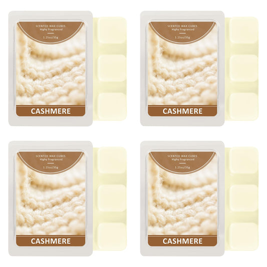 SCENTORINI Wax Melts, Cashmere Scent Wax Cubes 4 Pack, Summer Scent Soy Wax for Wax Warmer, Candle Making, Christmas Decoration and Home Fragrance