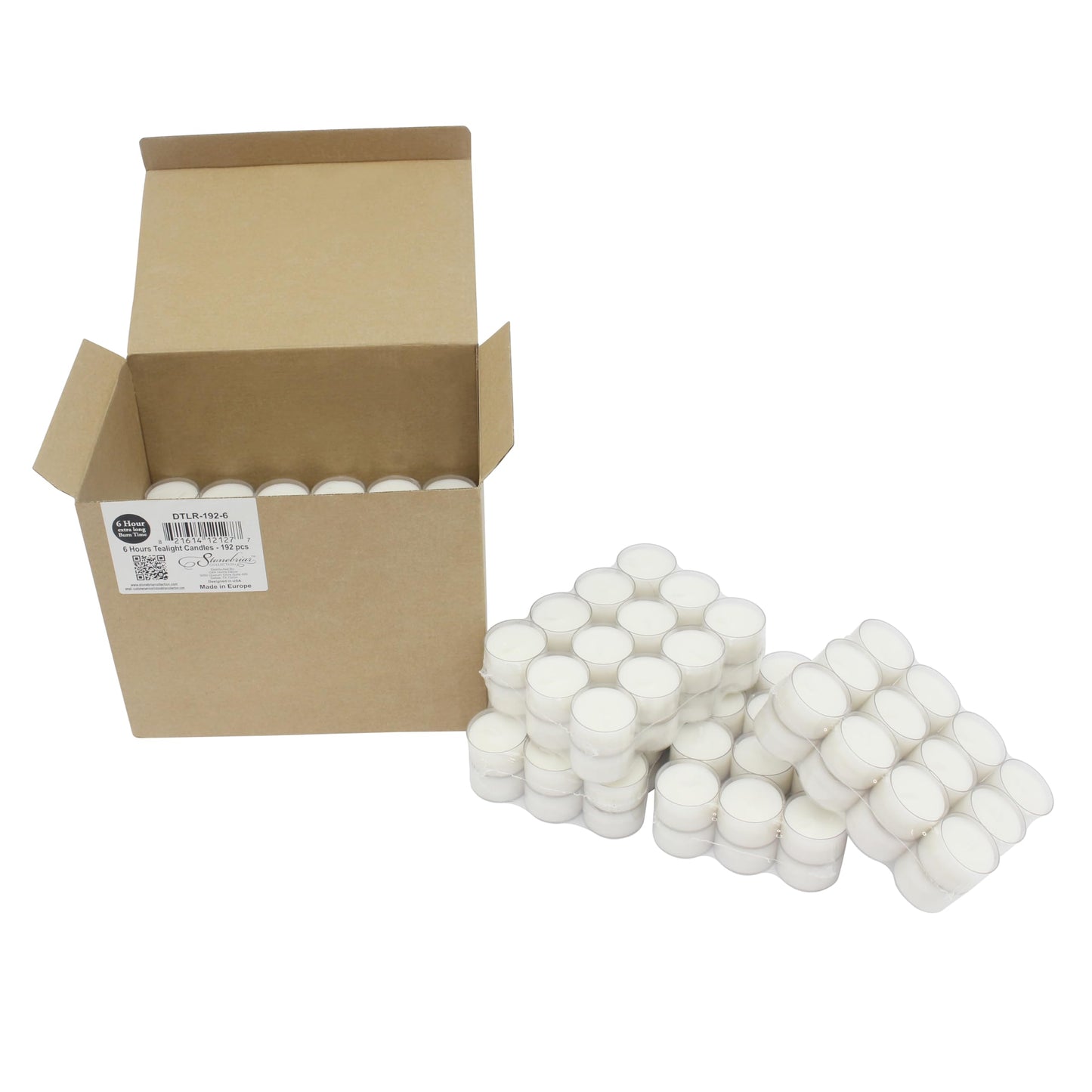 Stonebriar 192 Count White Unscented 6 to 7 Hour Extended Burn Time Clear Cup Tea Light Candles