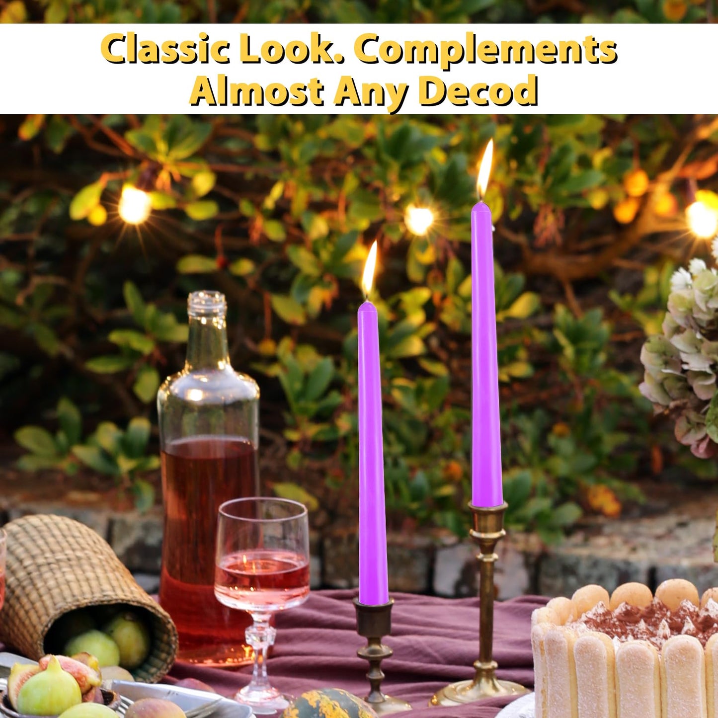 IJRPLM 24 Pack Taper Candles, 10 Inch Purple Tapered Candles, Tall Candlesticks, 10 Hour Burn Tim, Unscented, Smokeless and Dripless, Candle Sticks for Wedding Dinner Parties Home Decor