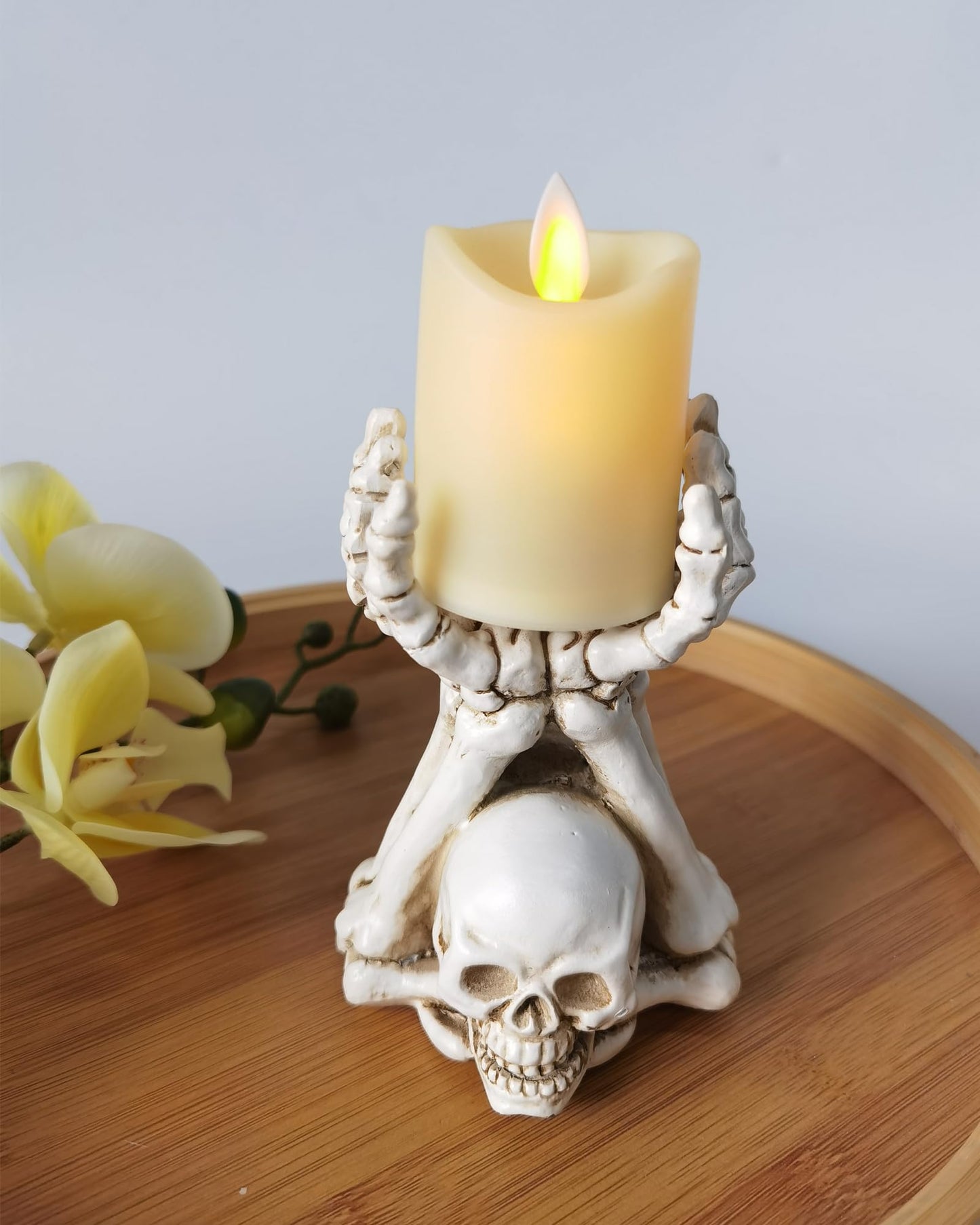 ZASEUCI Gothic Skeleton Hand Candle Holder & Jewelry Organizer Durable Polyresin Display for Taper or Pillar Candles, Dark Art Home Decor
