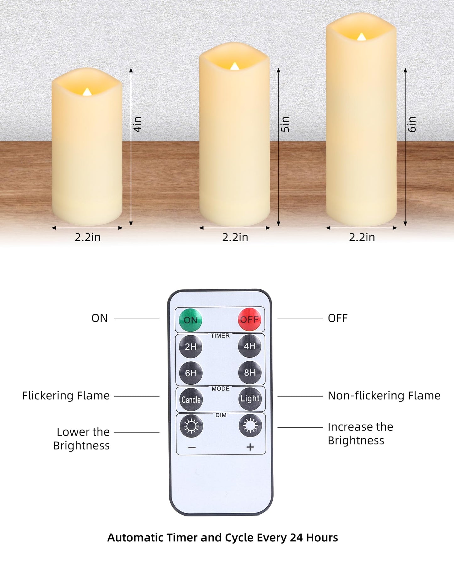 Waterproof Flameless Candles, 12 PC Battery Operated LED Pillar Candles with 2 Remote Controls & Timer, Flickering Indoor Outdoor Candles for Wedding, Patio, Easter, Bathroom, Home Decor, 4''5''6''