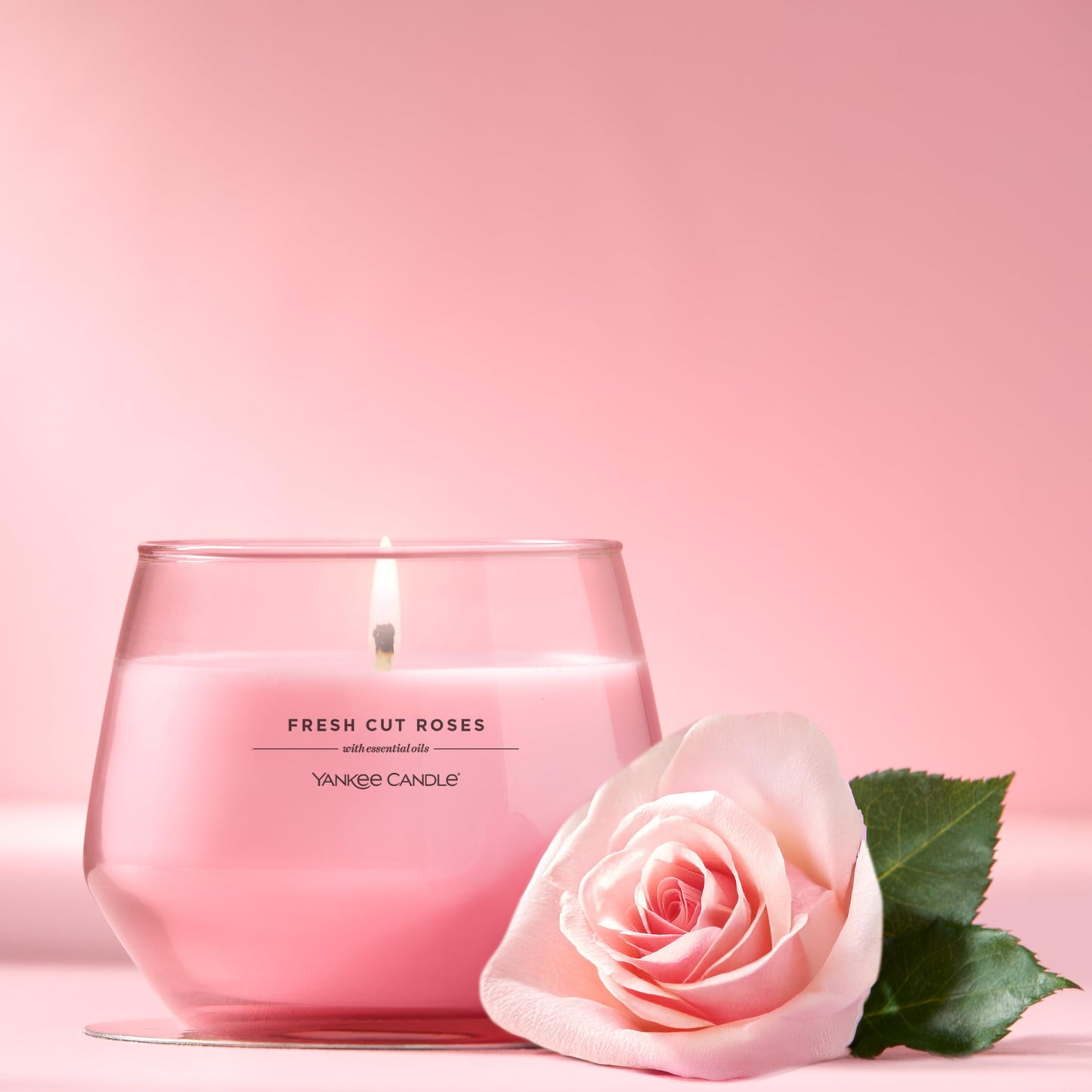 Yankee Candle Studio Scented Candle with up to 50 Hour Burn Time, Premium Plant Wax Blend for Consistent Burn, 10 oz Jar Candle with Room Filling Fragrance, Fresh Cut Roses (Pack of 1)