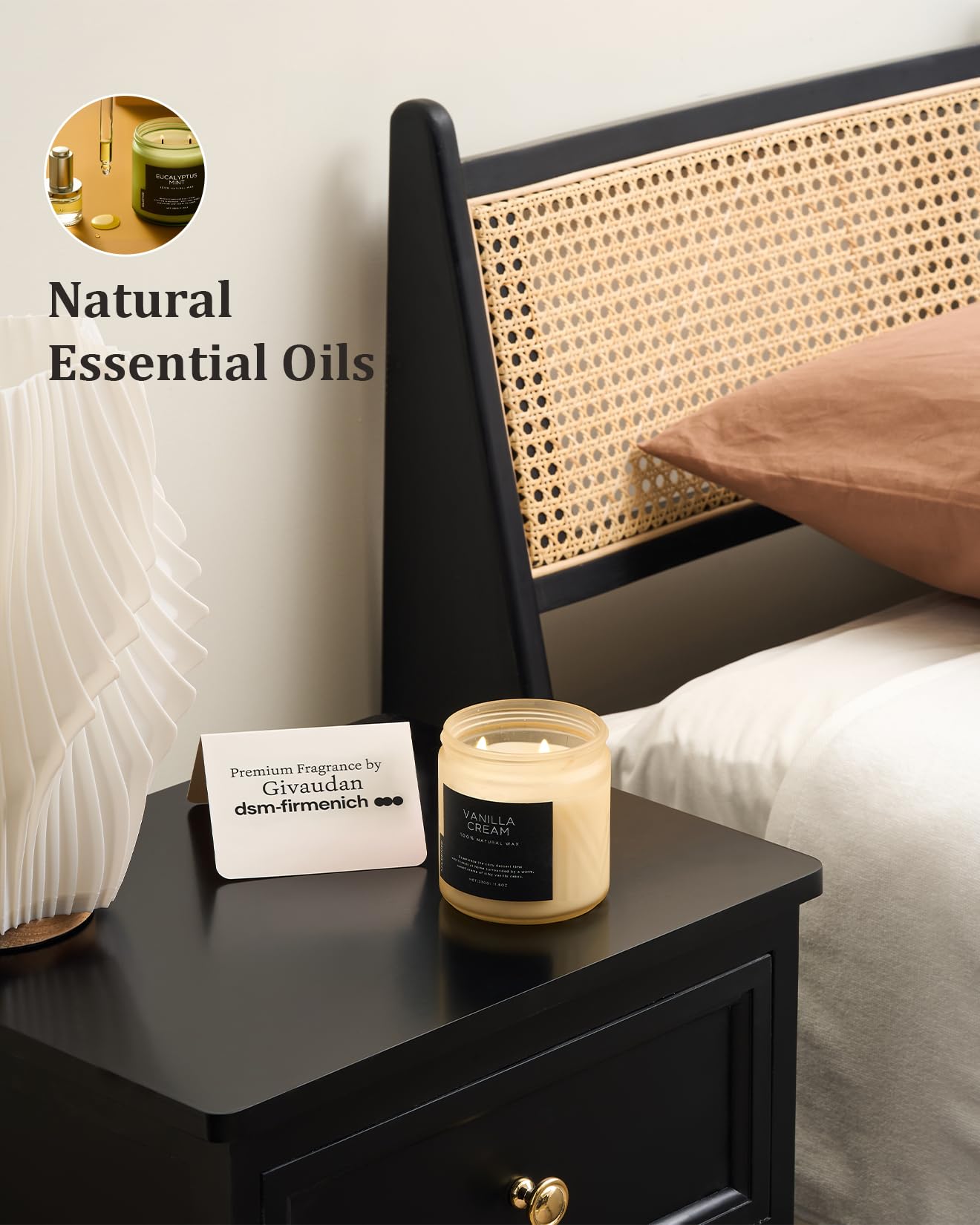 M&SENSE Vanilla Scented Candles for Home, 11.6oz Natural Soy Wax, 70 Hours Long Lasting Clean Burn, Non Toxic Organic Candles, Aromatherapy Smelling for Spa Meditation Relaxation & Family