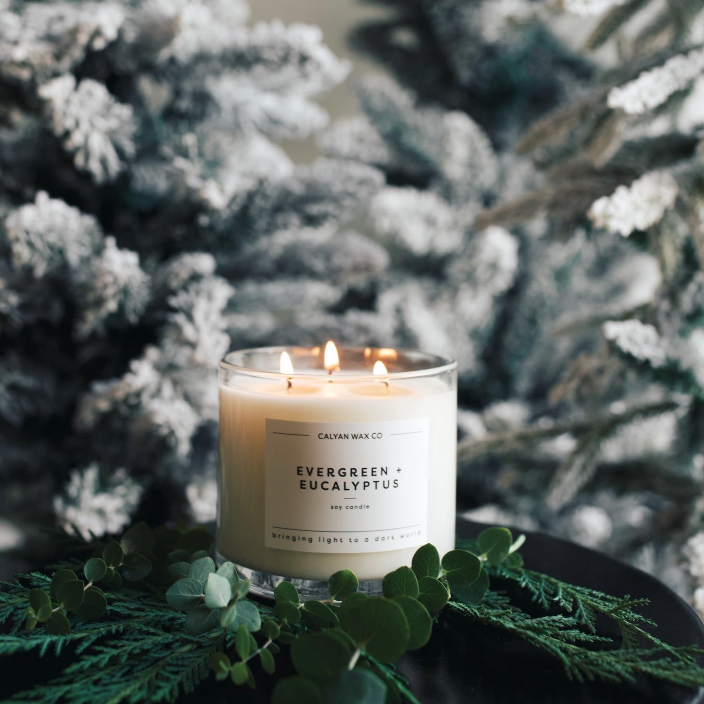 Calyan Wax Co. Holiday 3 Wick Scented Candle Gift Set - 4 Luxury Winter Scented Candles - 43 Hour Burn - 3 Wick Clean Soy Wax Candles - Long Lasting Large Glass Jar Candle for Home - 14.9oz