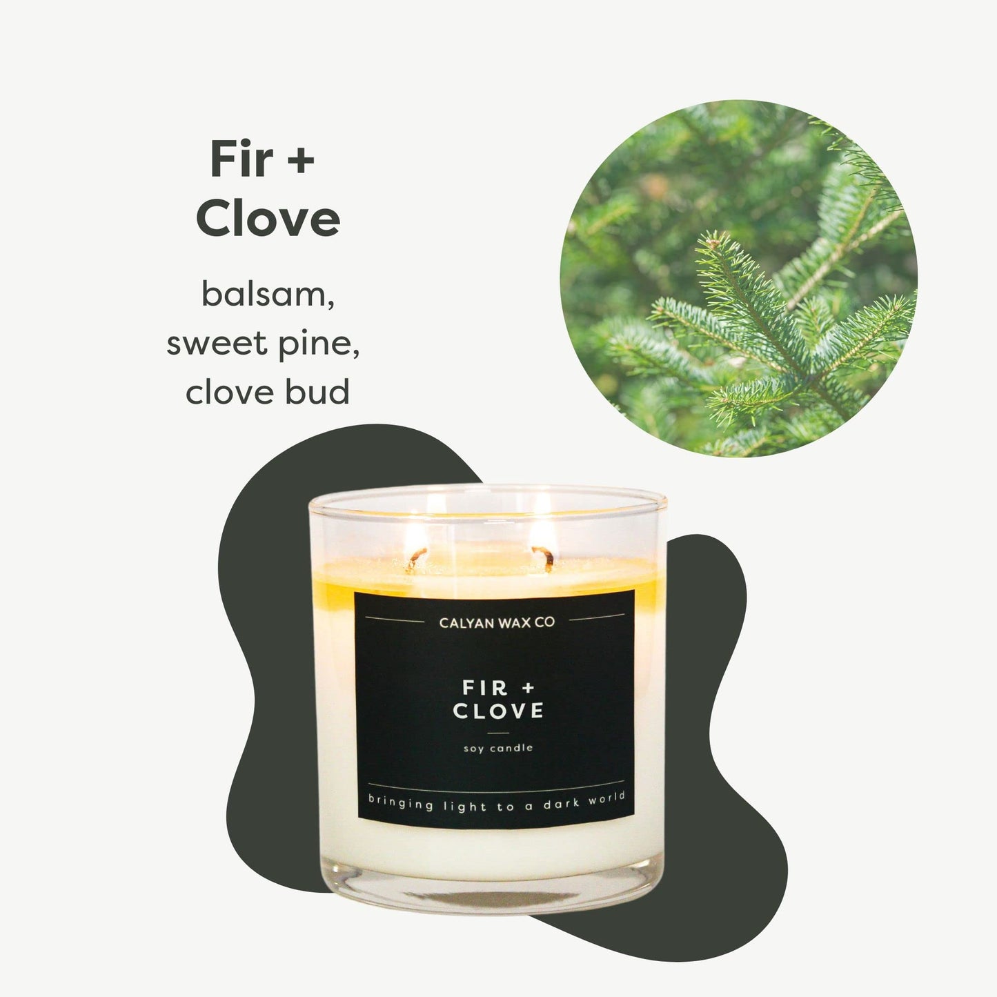 Calyan Wax Co. Fir & Clove 2 Wick Scented Candle - 37 Hour Burn - Luxury Clean Soy Wax Candles - Long Lasting Large Glass Jar Candle for Home - 8.8oz