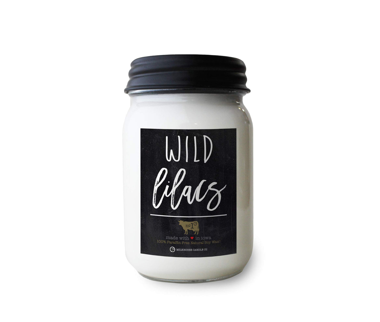 Milkhouse Candle Company Wild Lilacs Soy Candles - Lilacs | Jasmine & Lily | Verdant Greens Scented - 13 oz Mason Jar with Lid, 70+ Hour Burn Time, Made in the USA