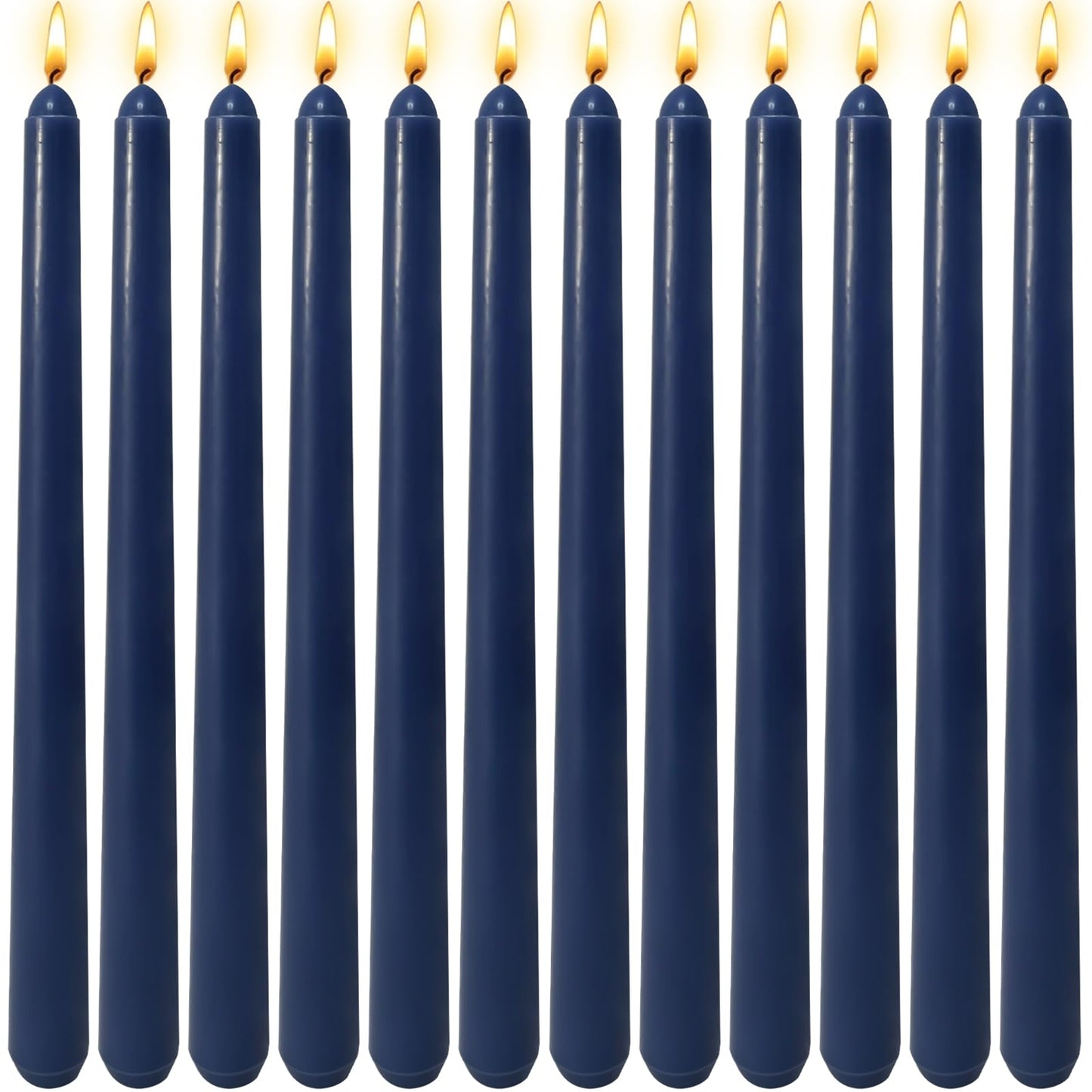 12 Pack 10 inch Navy-Blue Taper Candle Set for Holiday Dinner Party, Unscented Long Candlesticks, Dripless and Smokeless, 7-8 Hours Burn