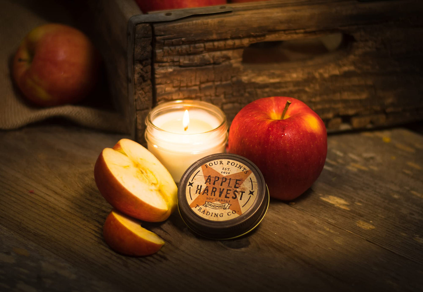 Four Points Trading Co. Apple Harvest 4 Oz Scented Soy Aromatherapy Candle w/Jar