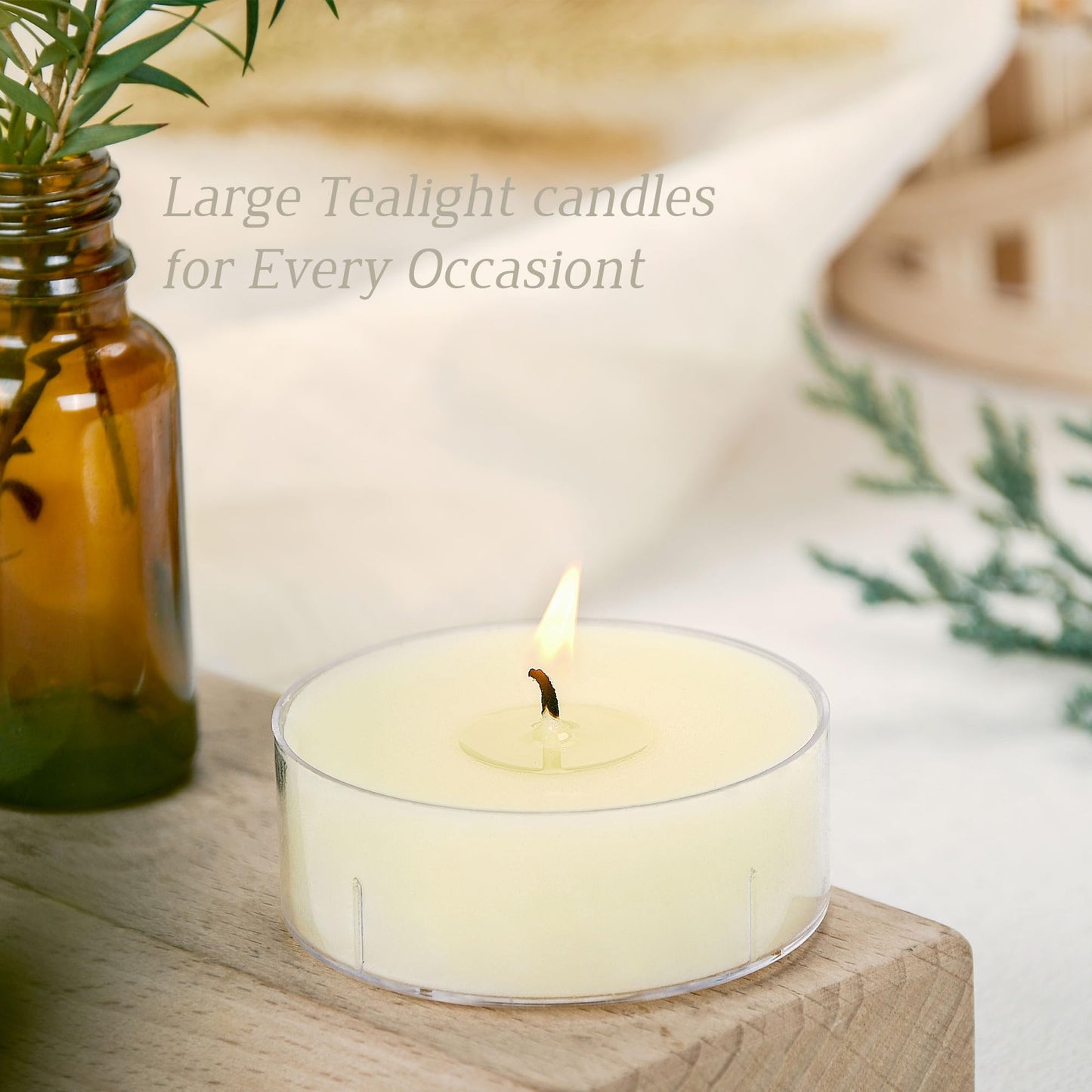 Vanilla Scented Tealight Candles 6Pcs, Natural Soy Tea Lights Candle - 8 Hour Long Burning with Essential Oil for Home Decor, Dinner, Weddings, Party