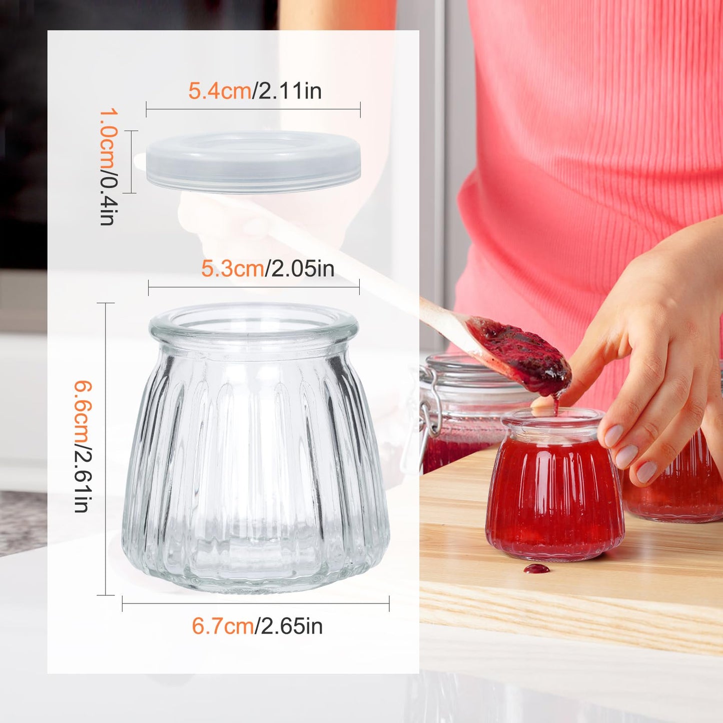 4oz Small Glass Jars 40Pack, Clear Glass Pudding Jars with PE Lids and Tags, Spice Jars/Glass Jelly Jars/Yogurt Jars/Small Jars with Lids (Set of 40)