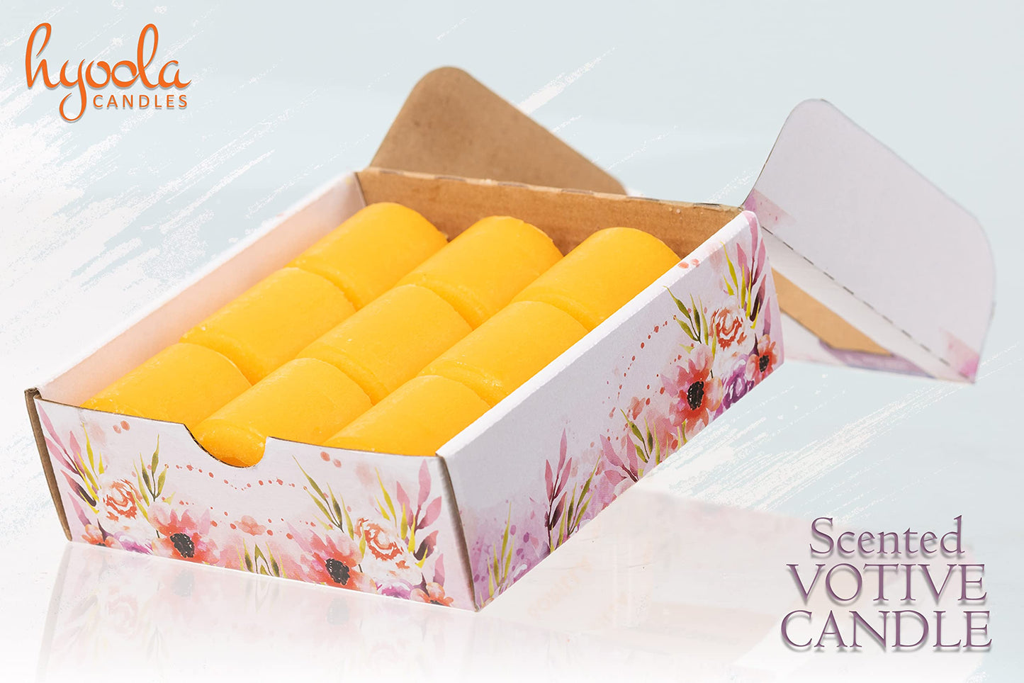 HYOOLA Scented Votive Candles - Tropical Mango Votive Candles -12 Hour Burn Time - 9 Pack - European Made