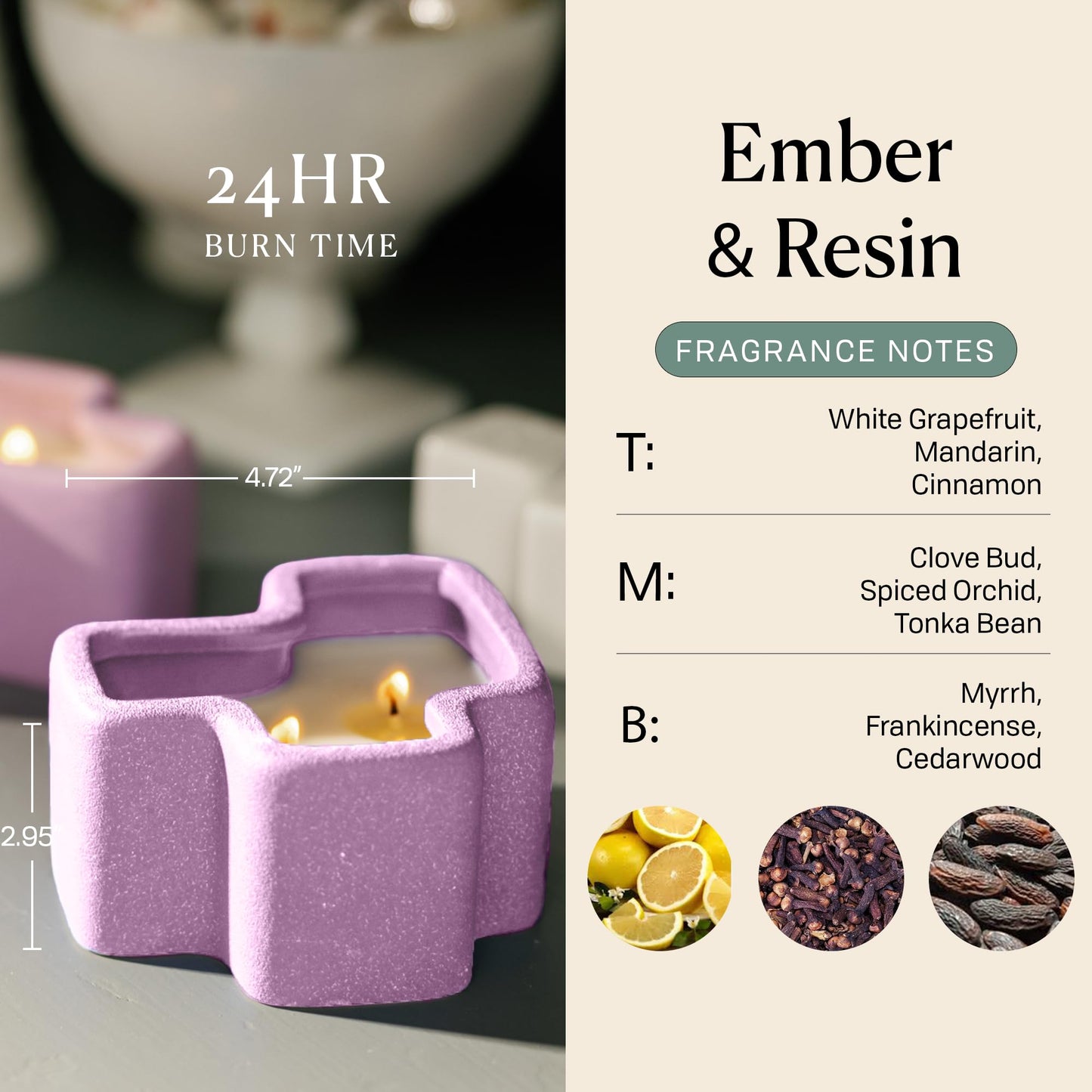 Paddywax Jigsaw Ceramic Candle Set of 2, Soy Wax Candle, Cobalt & Lavender, Wisteria & Ember Resin, 8 oz
