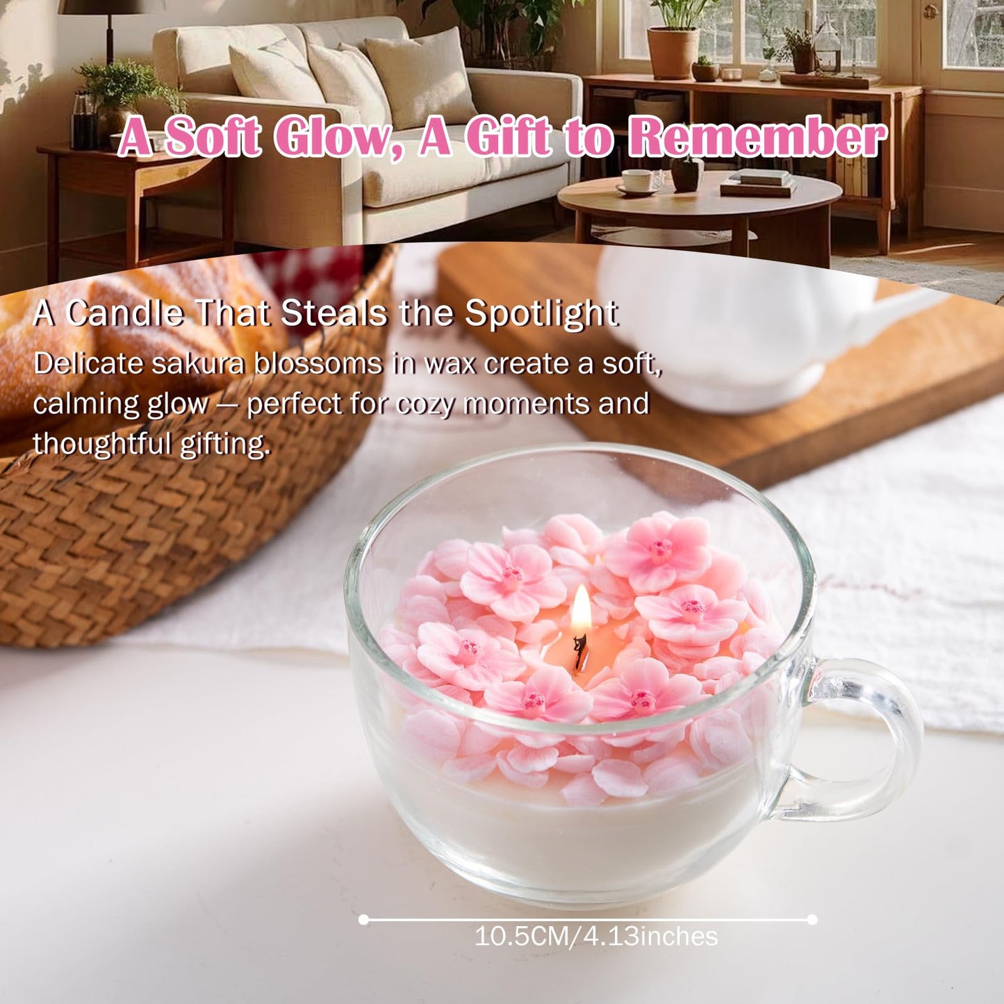 Romantic Sakura Cup Scented Soy Candle for Birthday Gift Wedding Favor