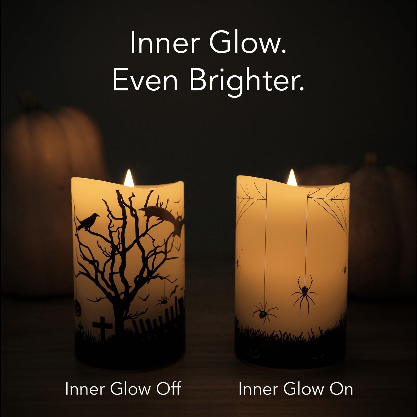 Softflame Halloween Flameless LED Candles with Remote Control, 3"x 5"Battery Operated Pillar Real Wax with Timer for Halloween Decorations, Spider Candle