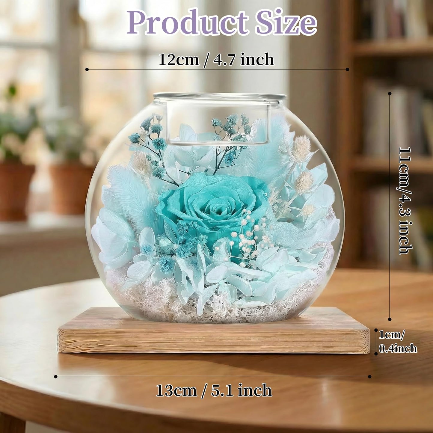 Gifts for Women Birthday Unique-Long-Lasting Real Flowers in Glass Dome Scented,Mother's Day Valentine Christmas Thanksgiving Birthday Gift for Women Mom Girlfriend Wife Home Decor (Nilan)