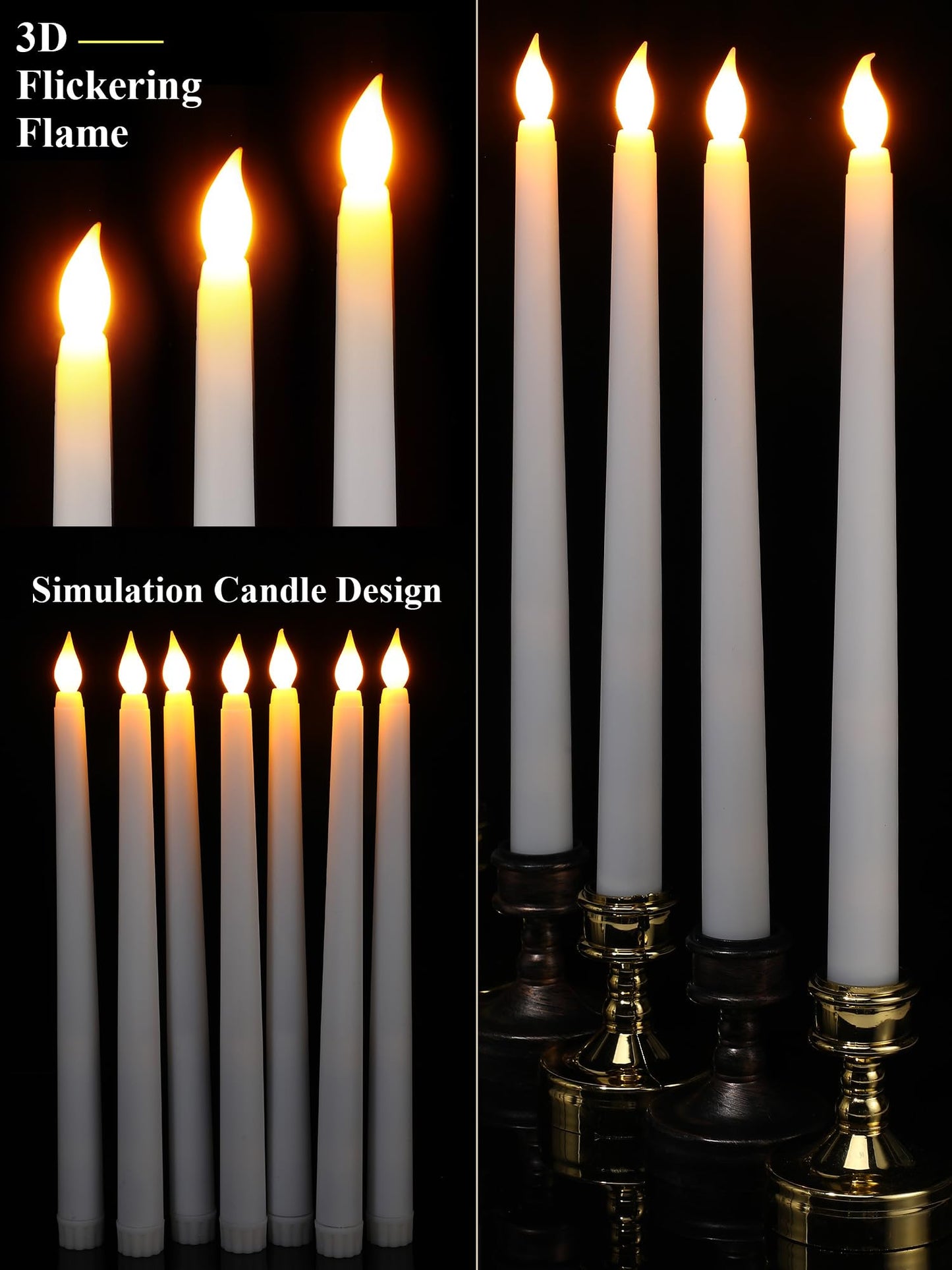 Treela 36 Pieces Flameless Taper Candles Flickering Faux LED Battery Operated Electric Fake Candles for Christmas Halloween Birthday Wedding Party(White,0.8x11 Inches,Smooth)