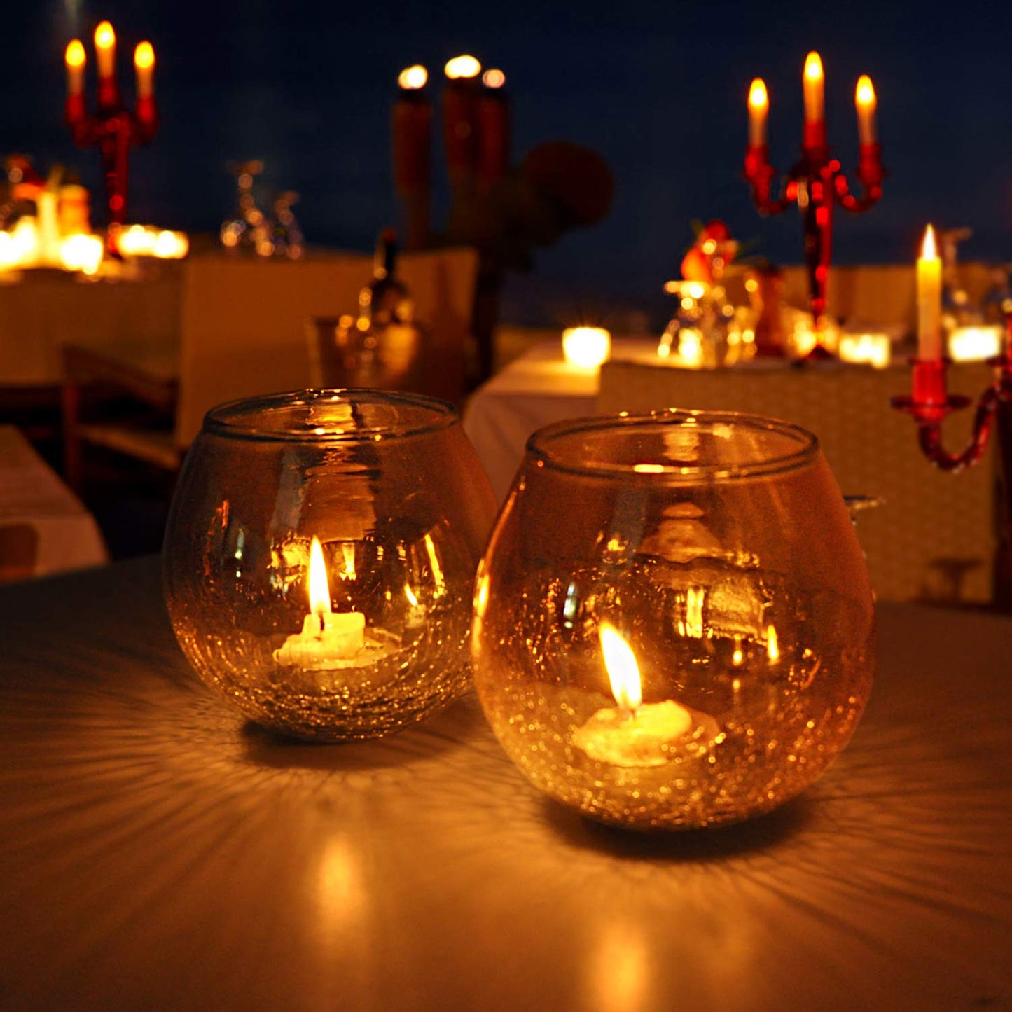 Votive Candle Holders 2 Pcs Half Cracked Glass Halloween Candle Holder Votive Candle Holder - Tea Light Candle Holder for Home Decor Weddings Table Centerpieces Votive Tea Light Candle Holder