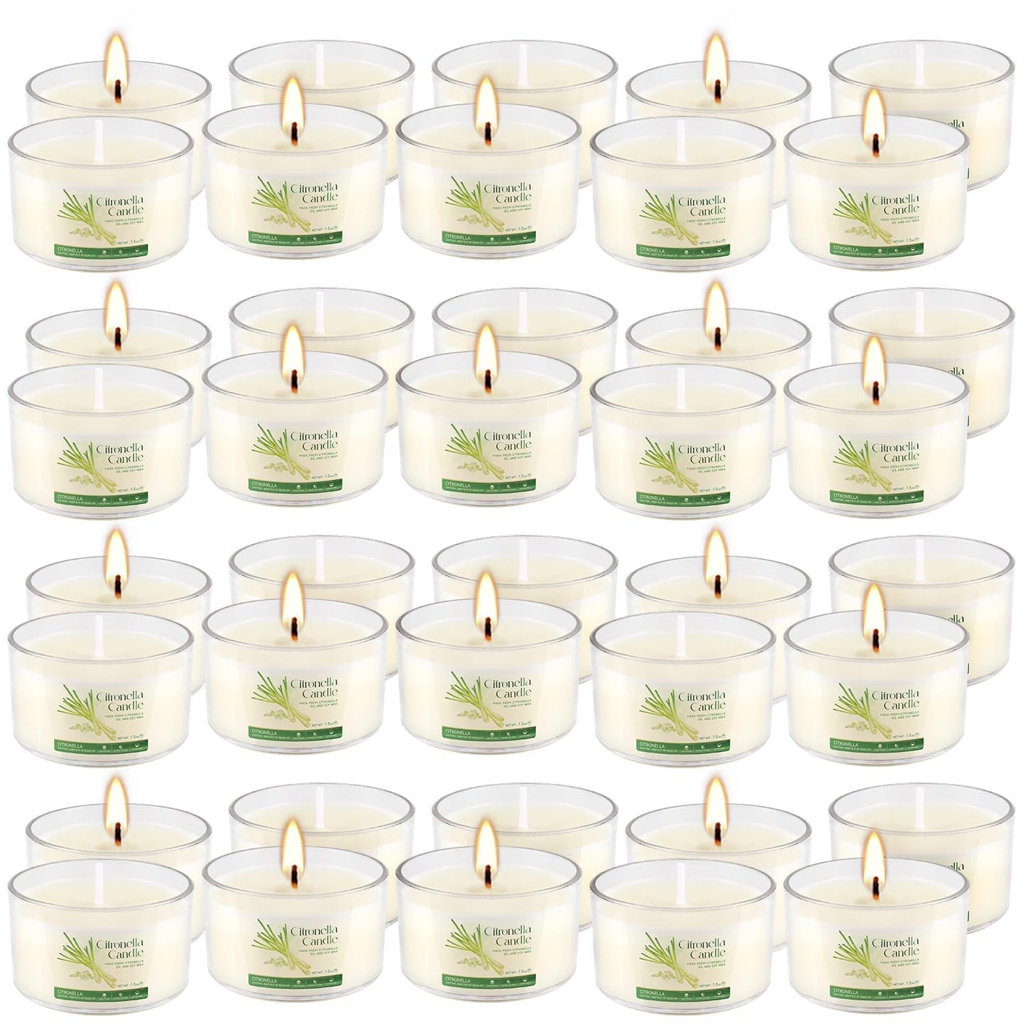 40 Pack 1.5oz Citronella Candles Bulk, Small Soy Wax Candles Bulk, Mini Portable Candles for Outdoor Patio Yard Home Wedding Party Camping Travel